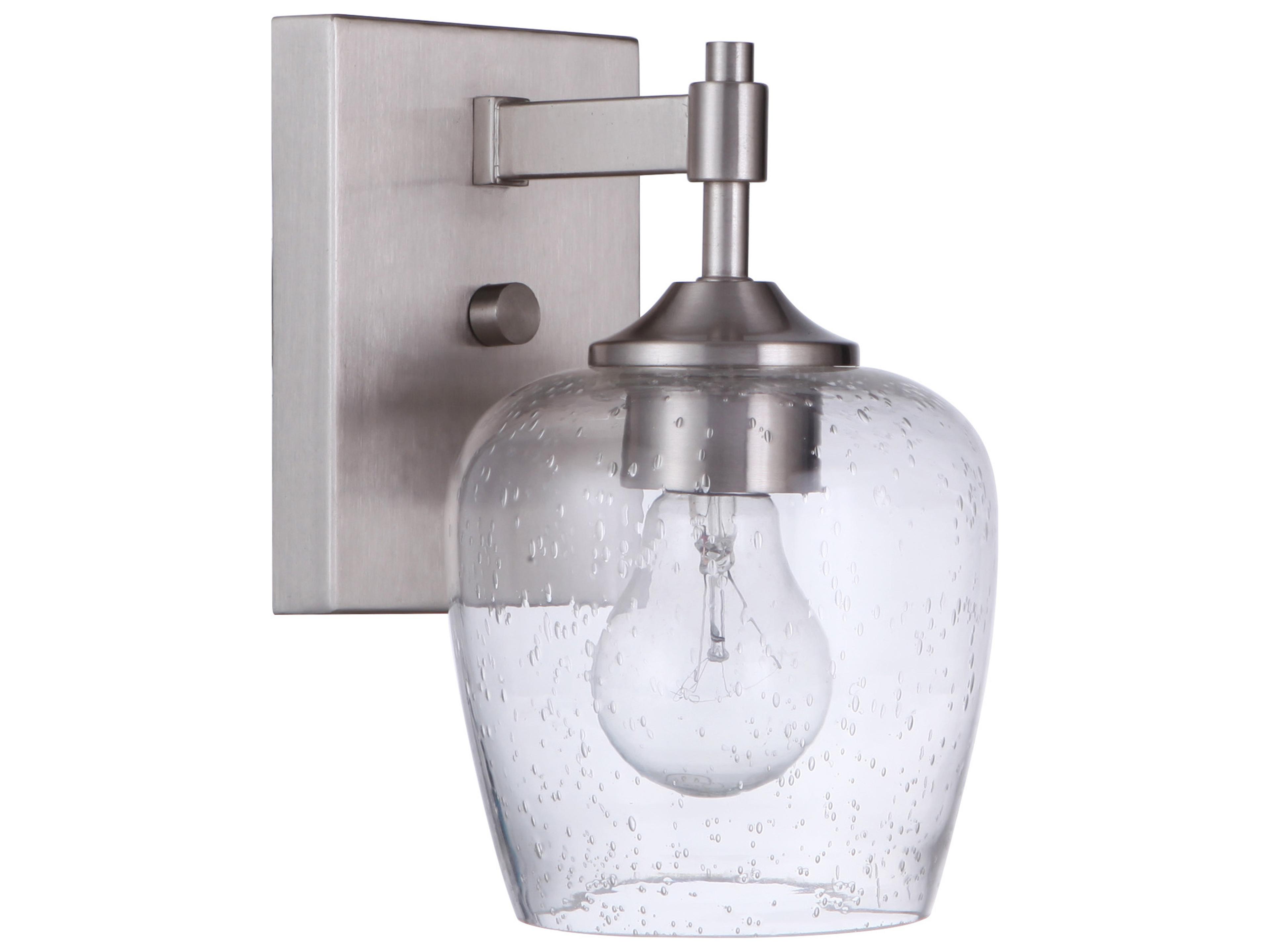 Stellen 1-Light Brushed Polished Nickel Glass Vanity Light