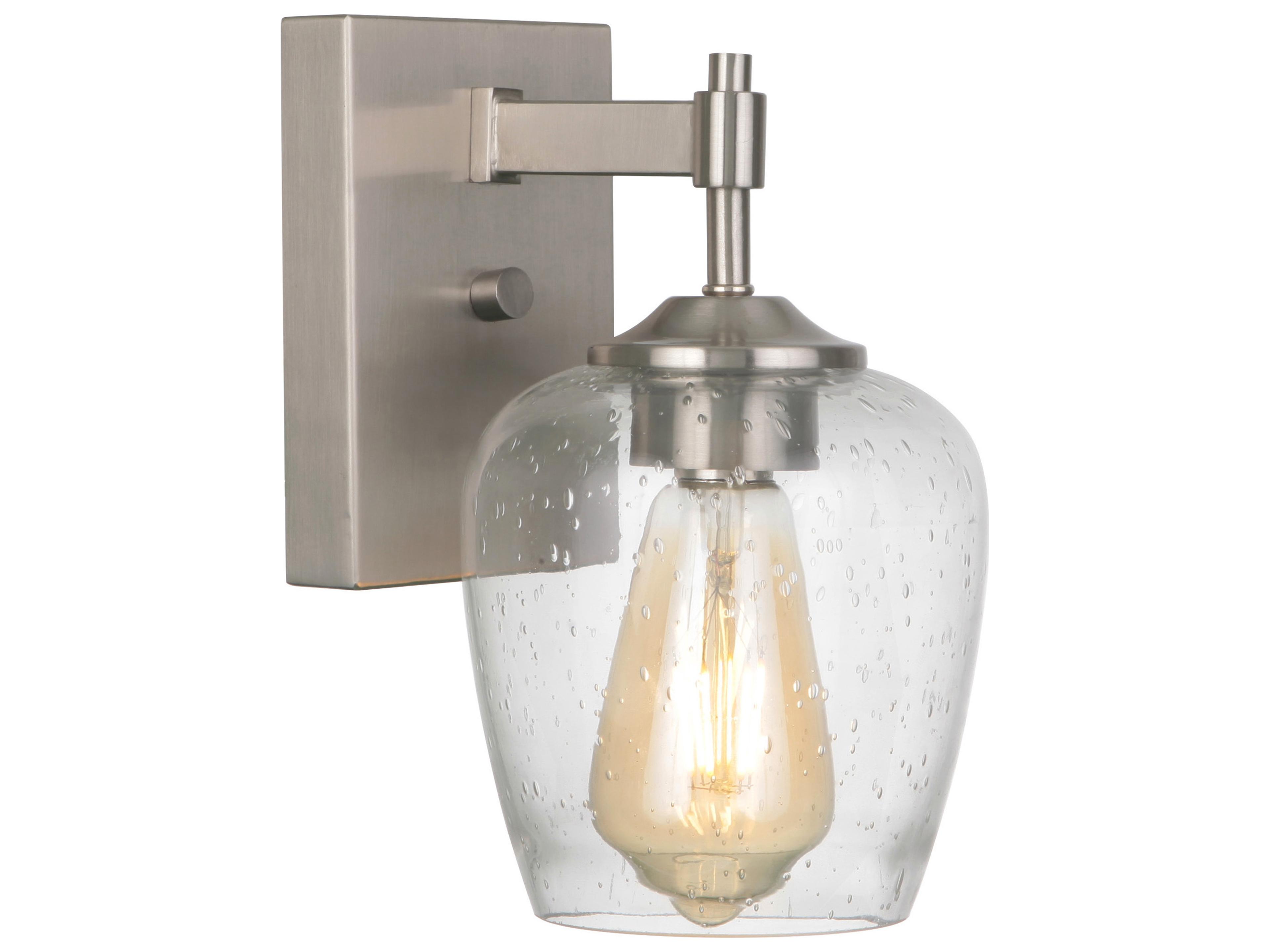 Craftmade Stellen 1-Light Brushed Polished Nickel Glass Vanity Light