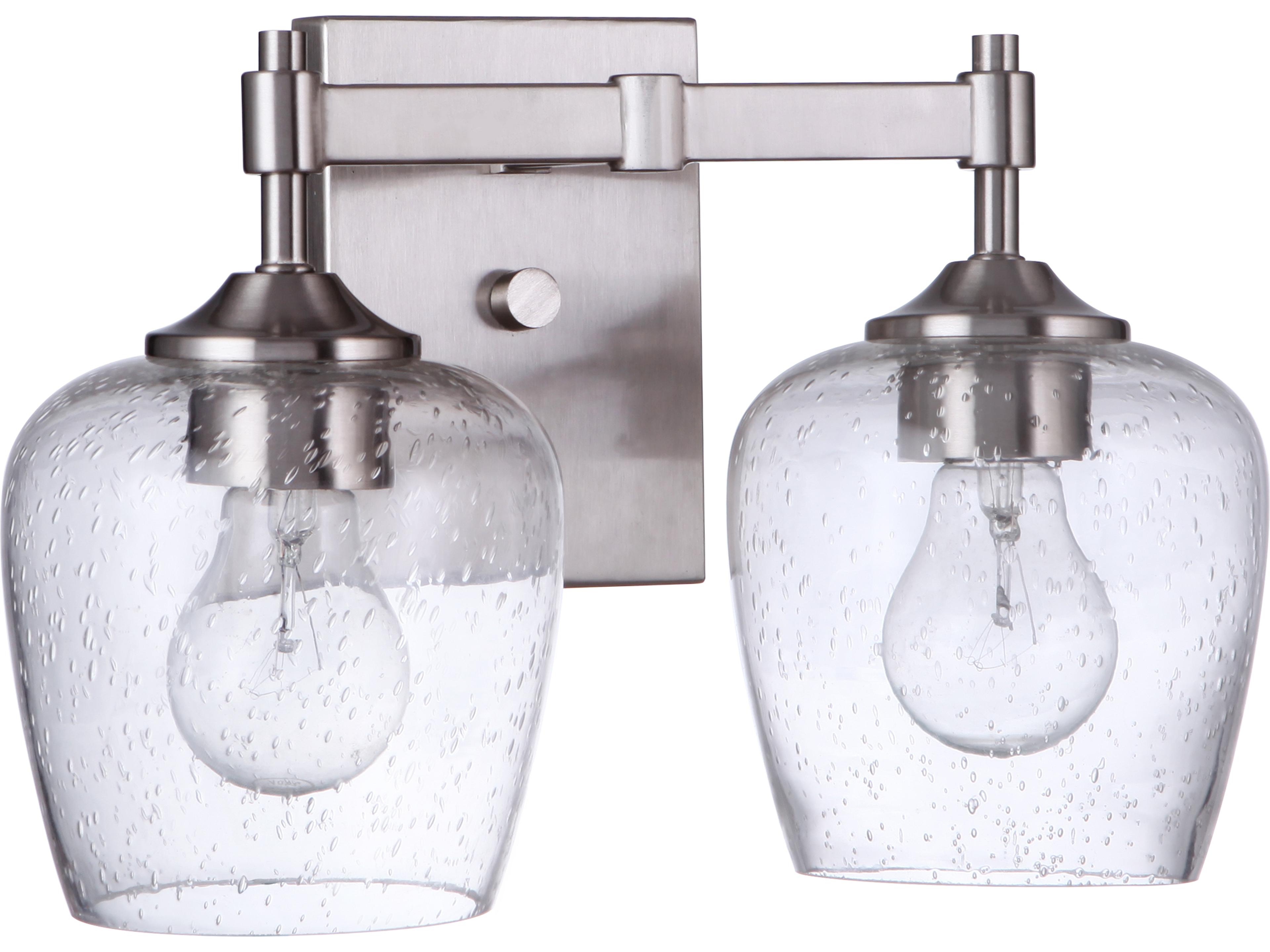 Stellen 2-Light Brushed Polished Nickel Glass Vanity Light