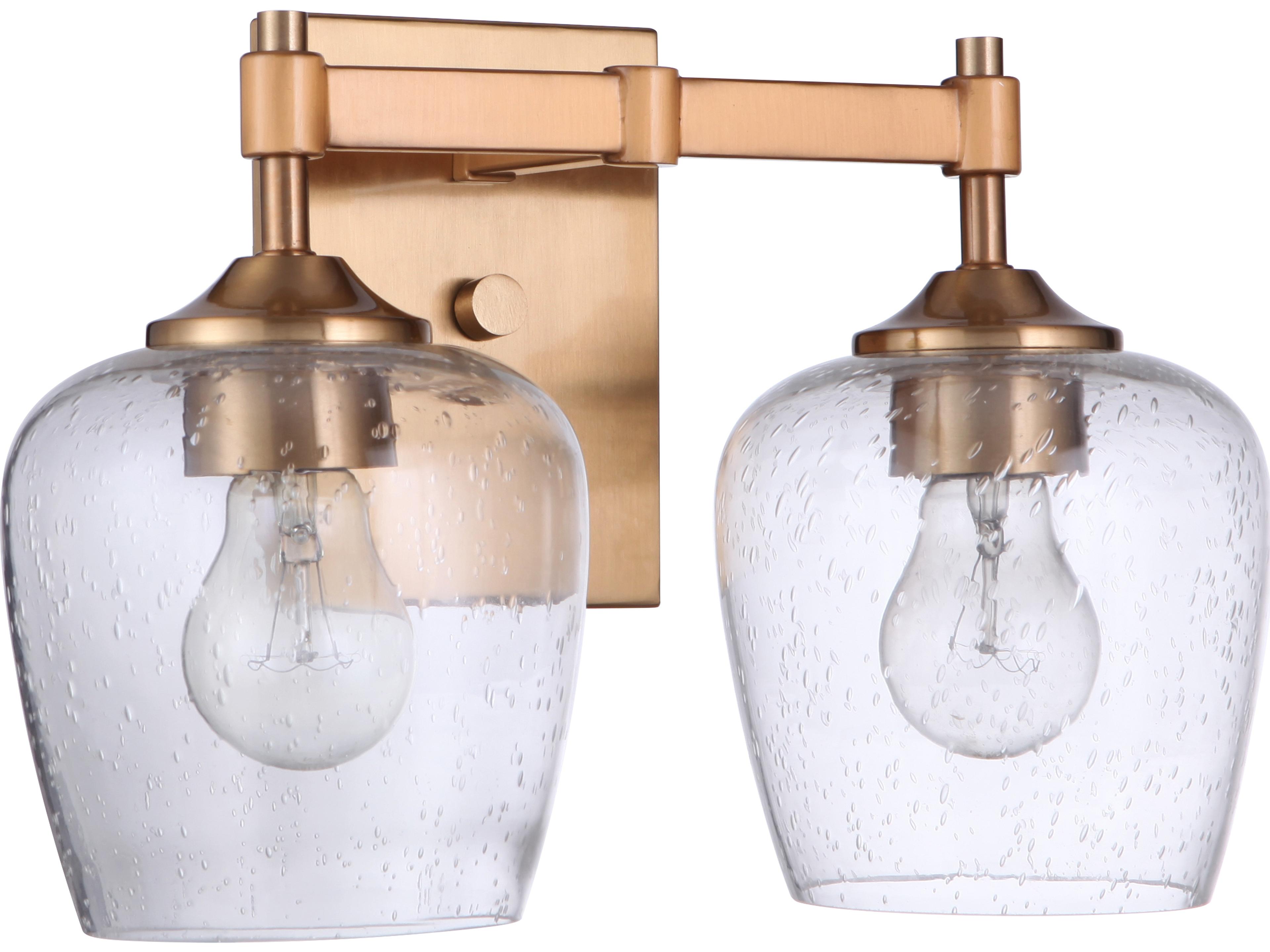 Stellen 2-Light Satin Brass Glass Vanity Light