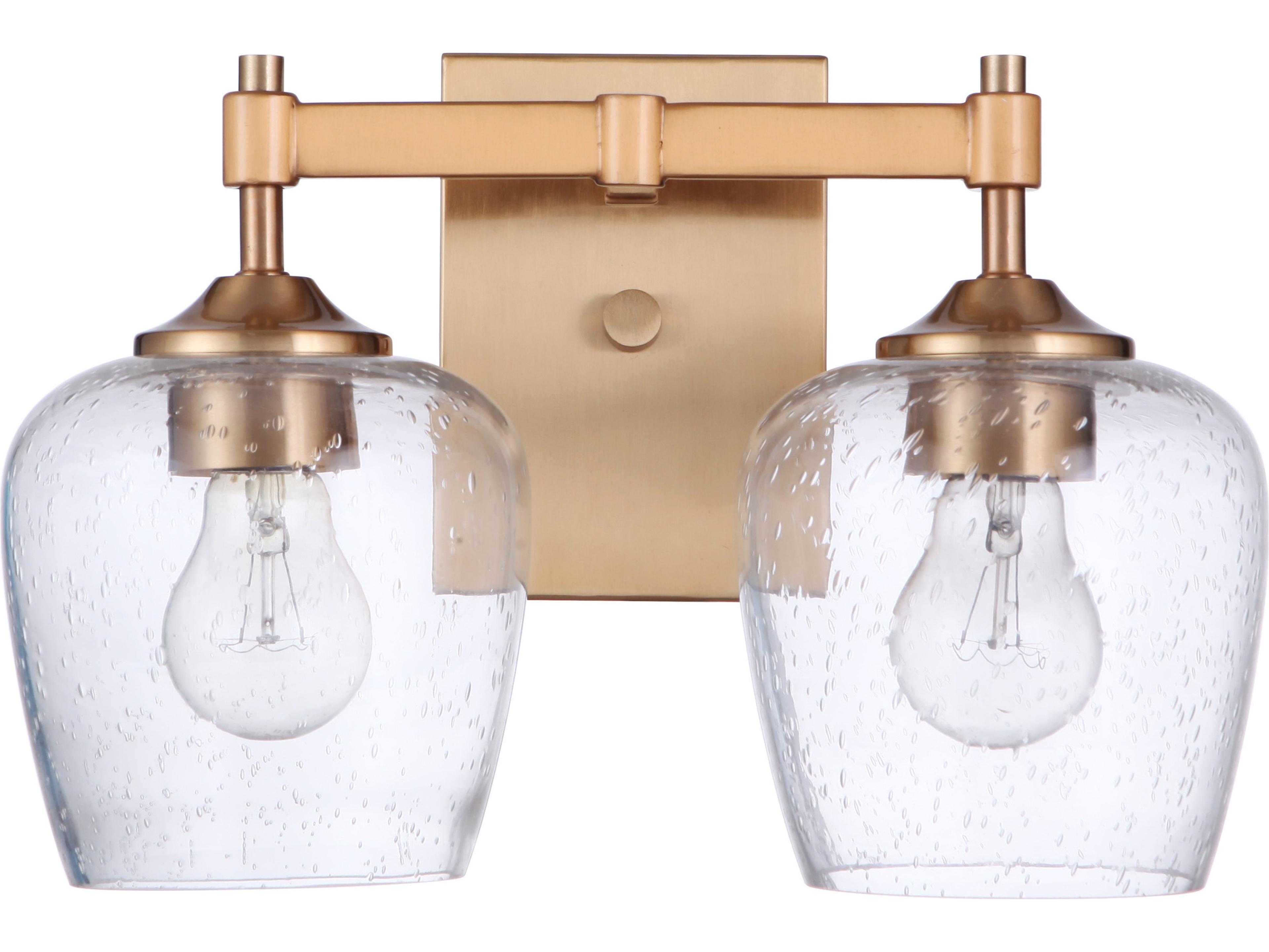 Craftmade Stellen 2-Light Satin Brass Glass Vanity Light