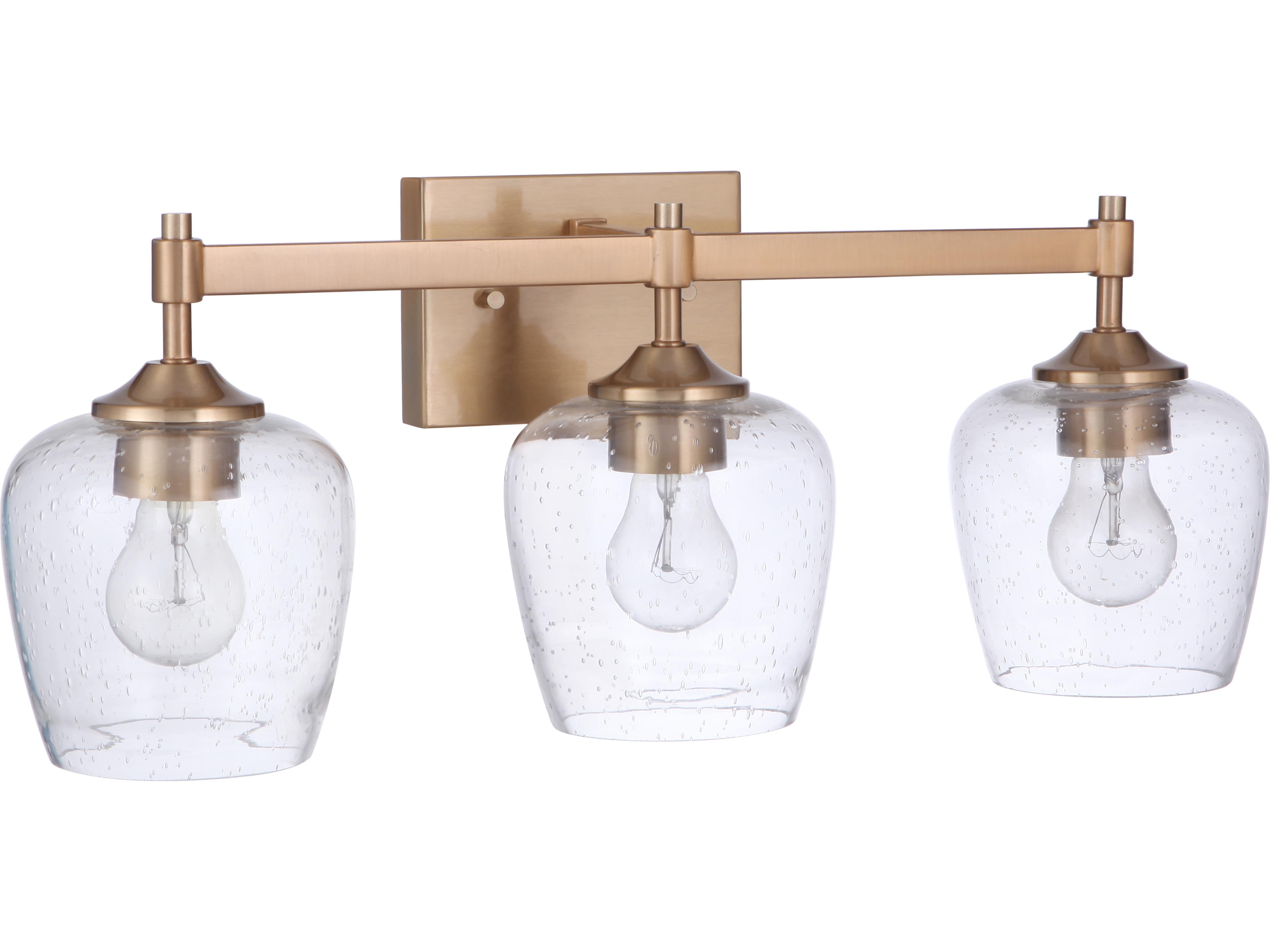 Stellen 3-Light Satin Brass Glass Vanity Light