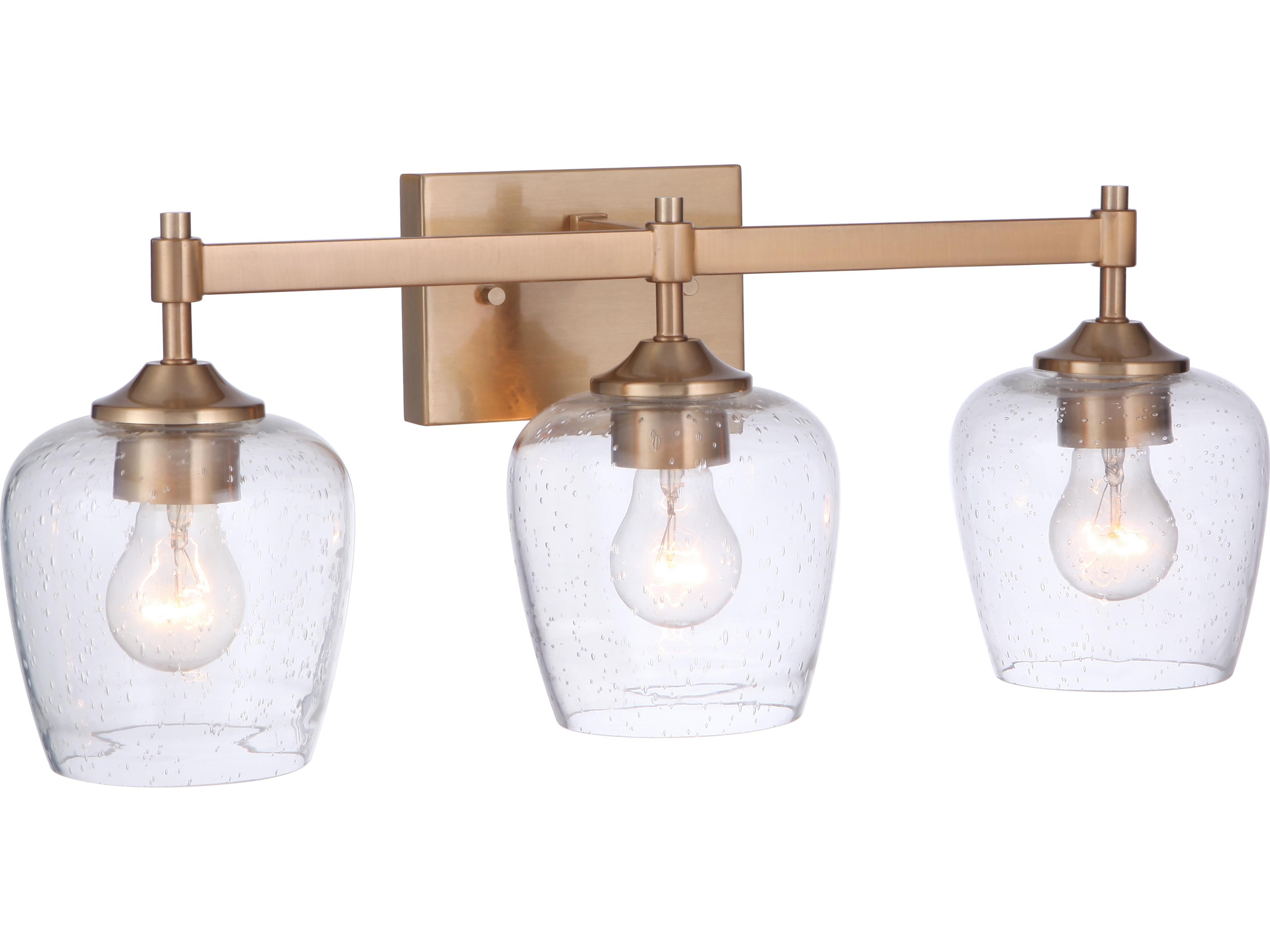 Craftmade Stellen 3-Light Satin Brass Glass Vanity Light