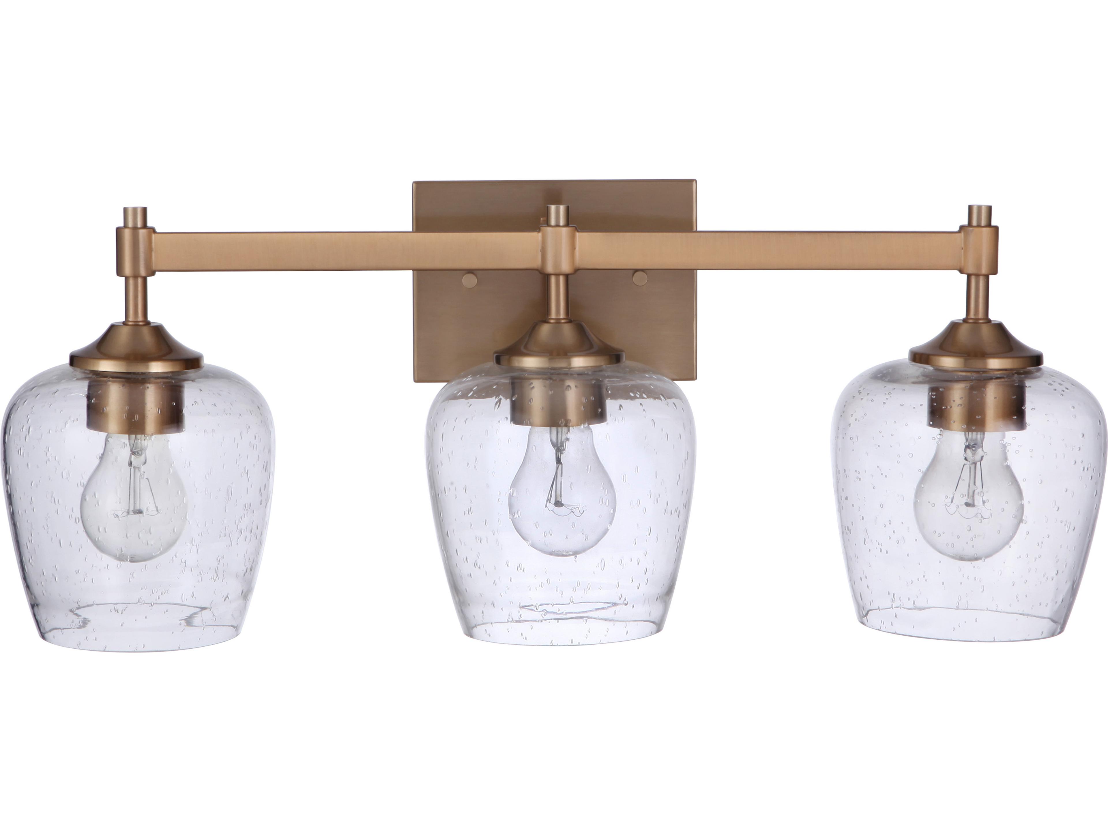 Craftmade Stellen 3-Light Satin Brass Glass Vanity Light