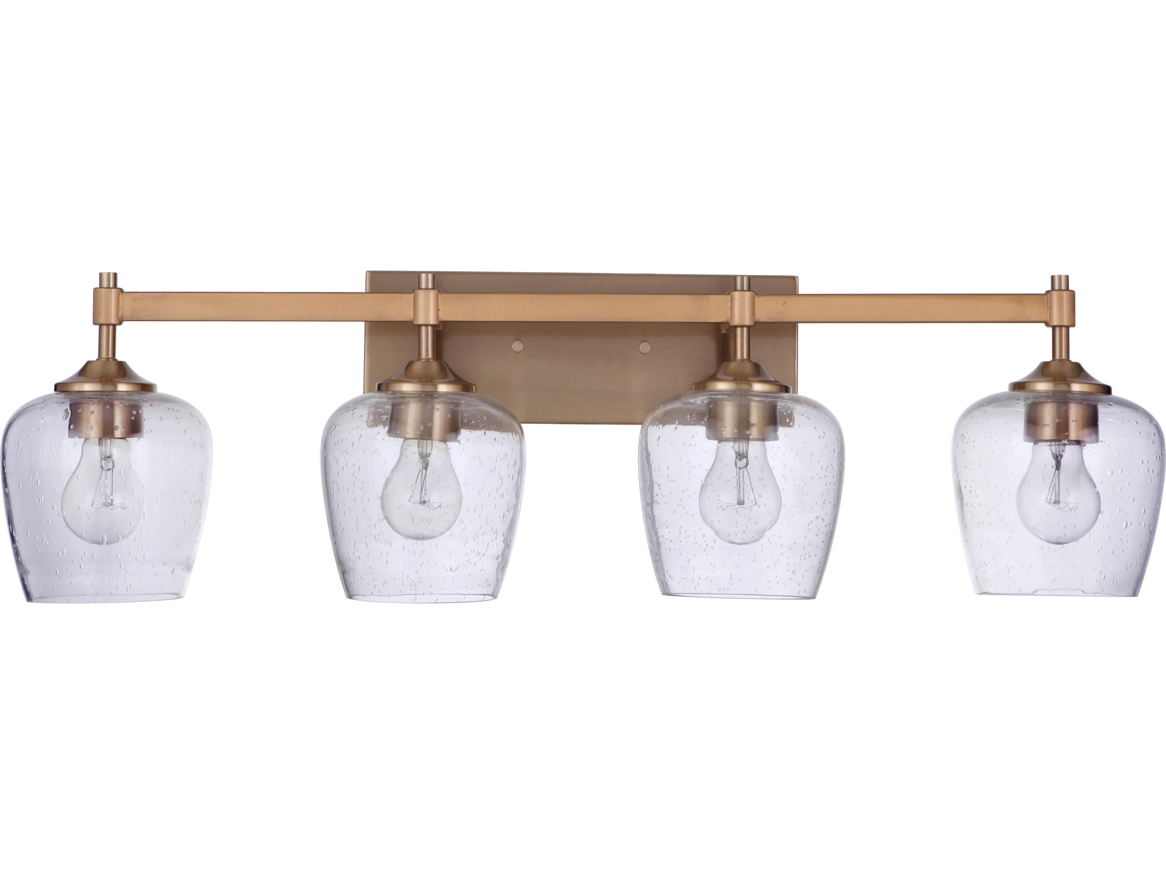 Craftmade Stellen 4-Light Satin Brass Glass Vanity Light