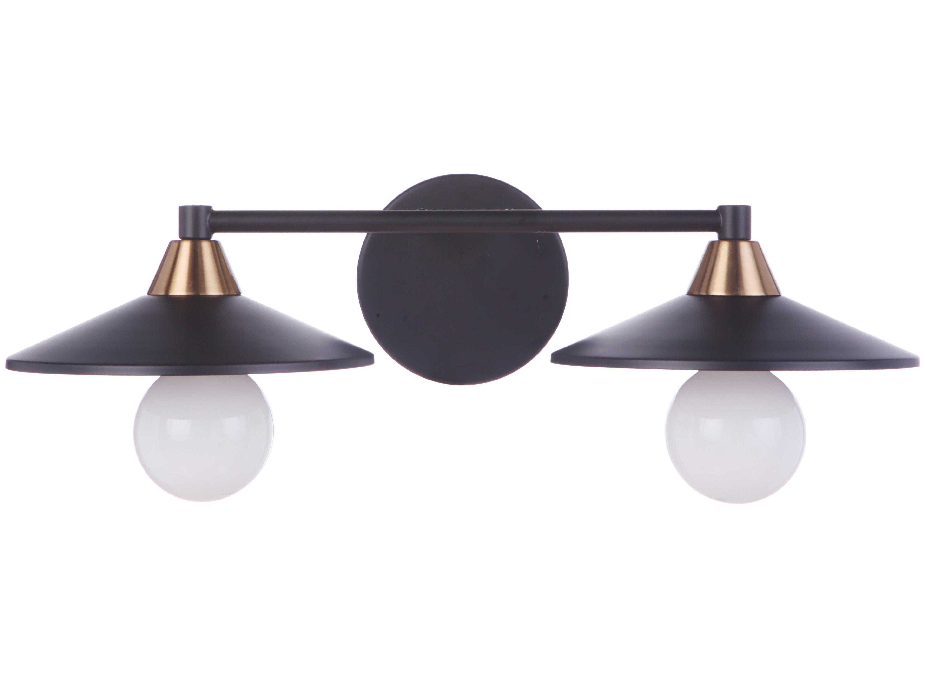 Isaac 2-Light Flat Black Satin Brass Vanity Light