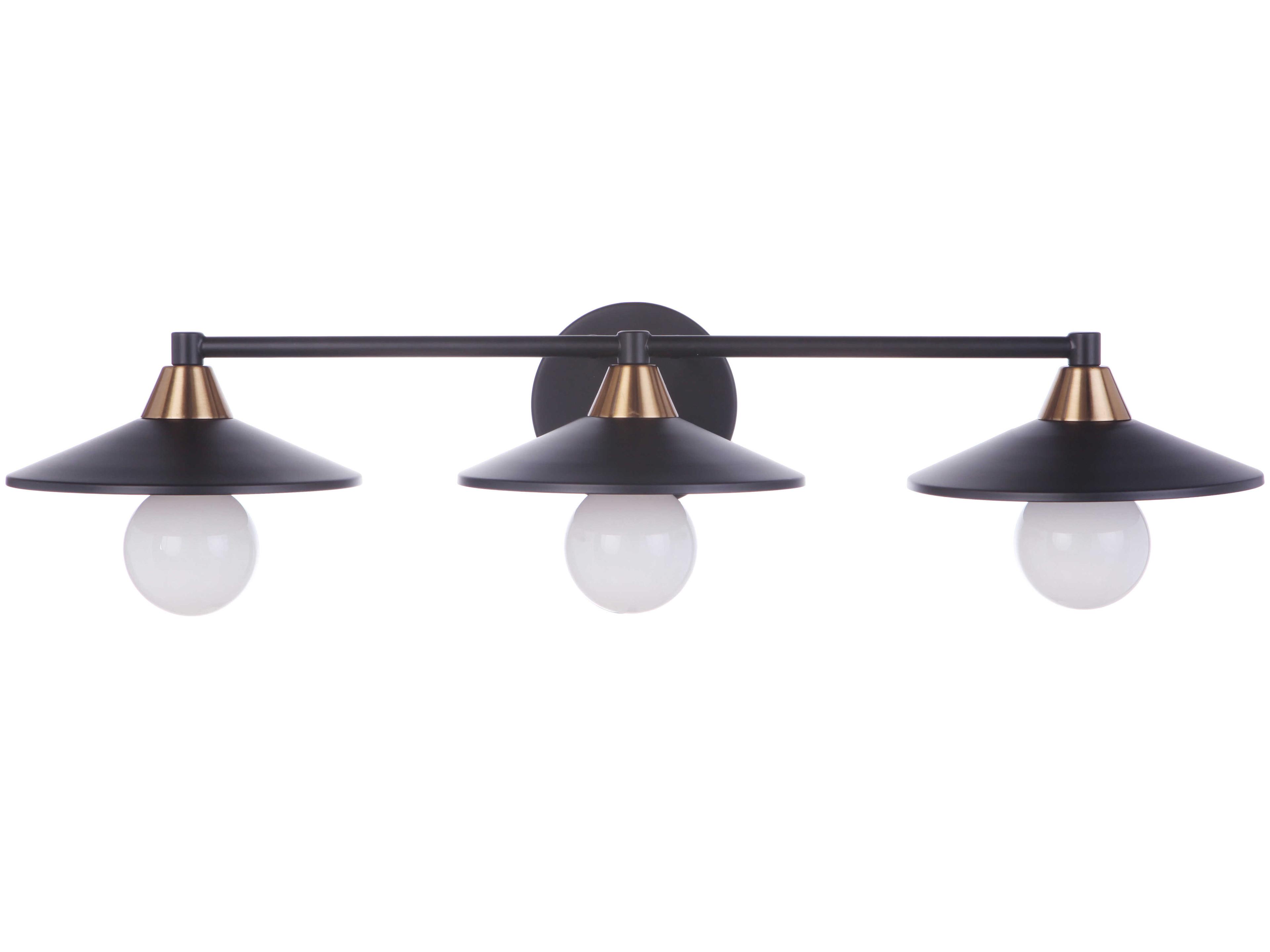 Isaac 3-Light Flat Black Satin Brass Vanity Light