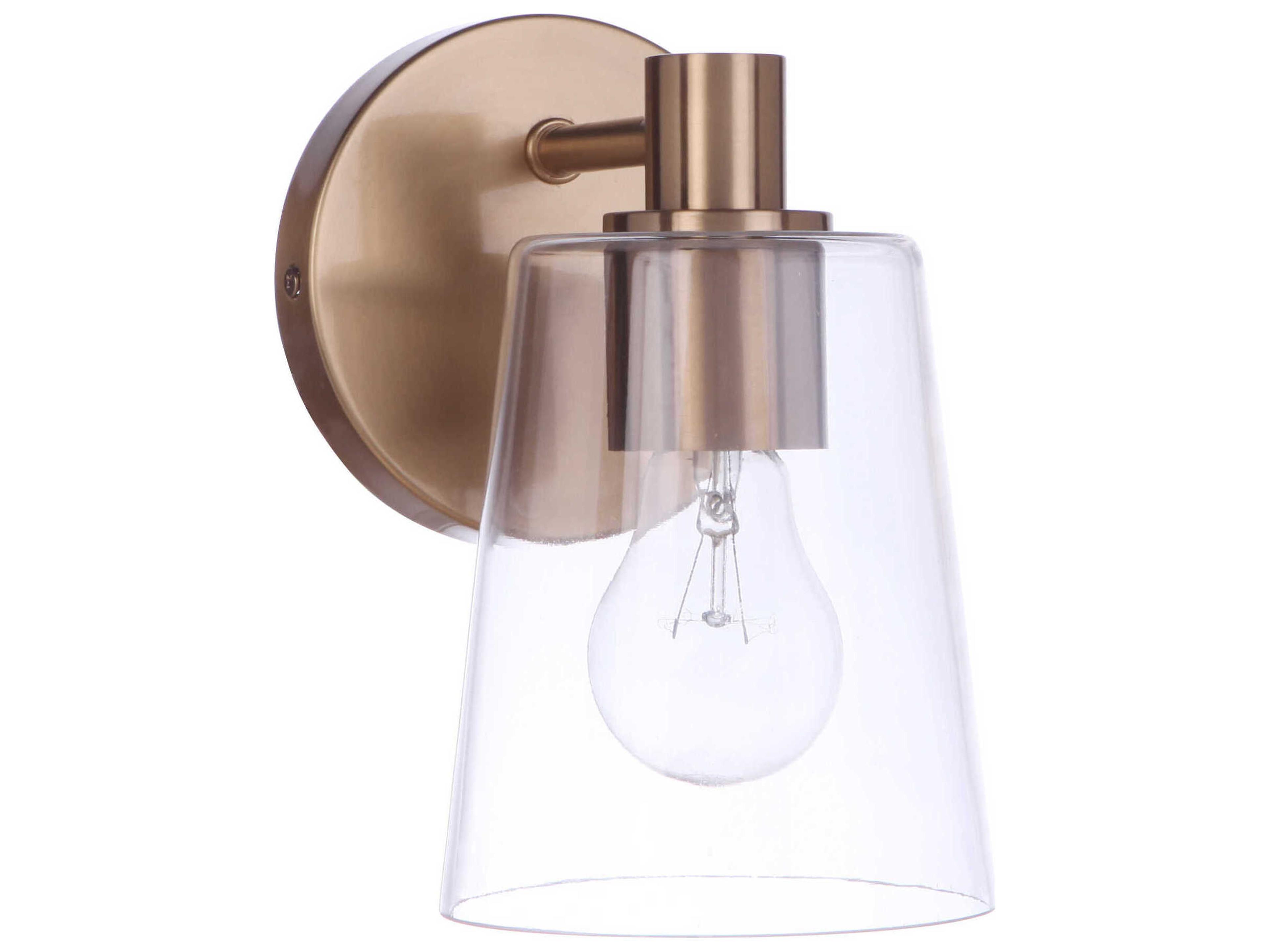 Emilio 1-Light Satin Brass Glass Vanity Light