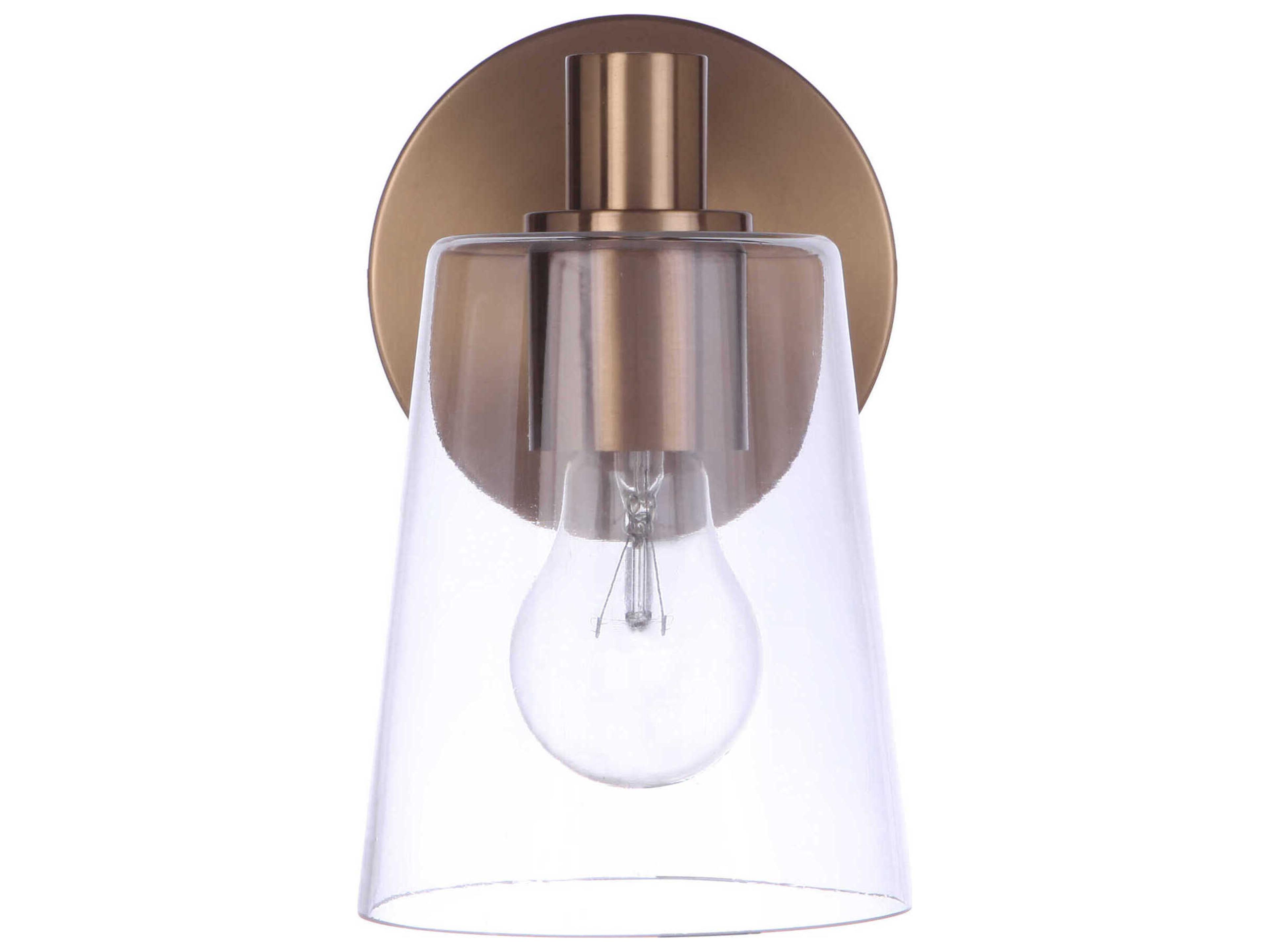 Craftmade Emilio 1-Light Satin Brass Glass Vanity Light
