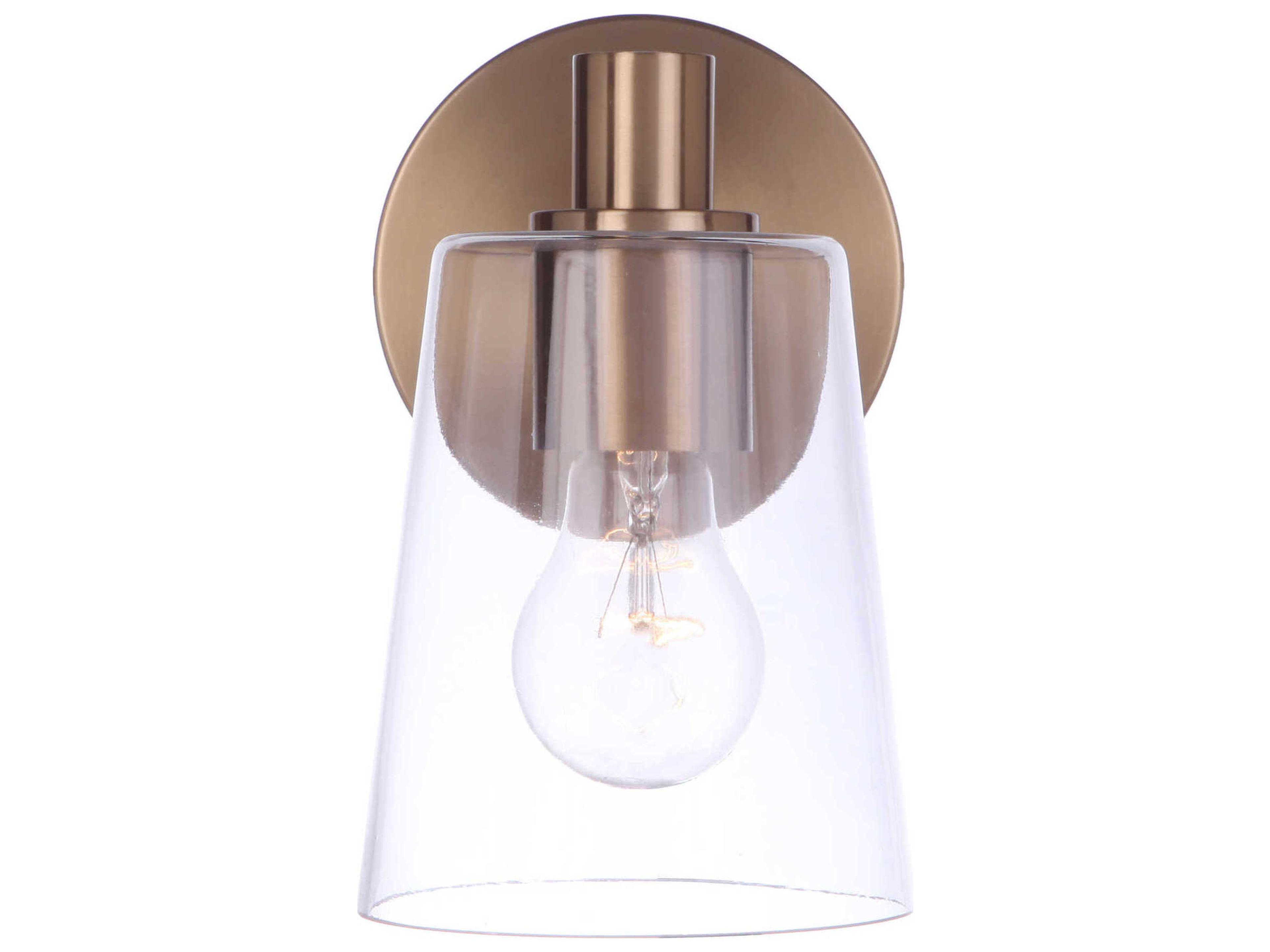 Craftmade Emilio 1-Light Satin Brass Glass Vanity Light
