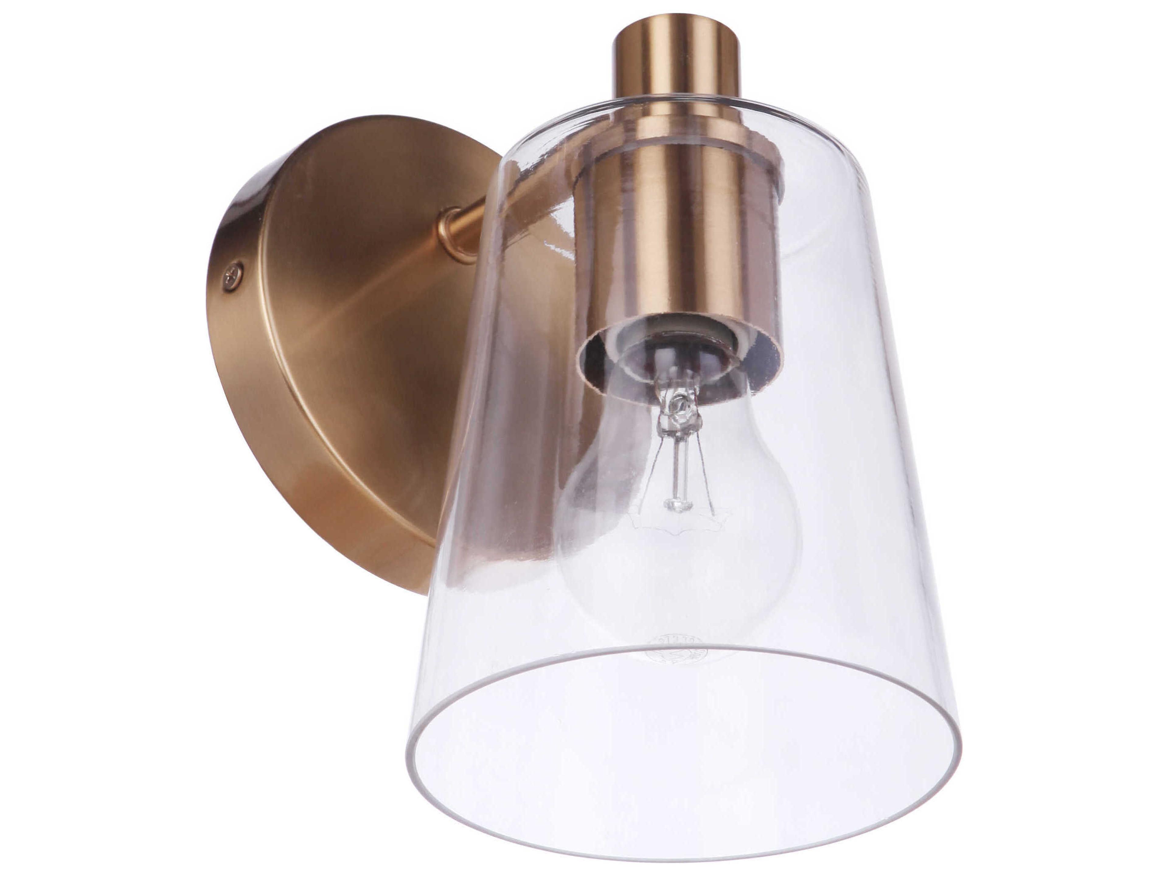 Craftmade Emilio 1-Light Satin Brass Glass Vanity Light