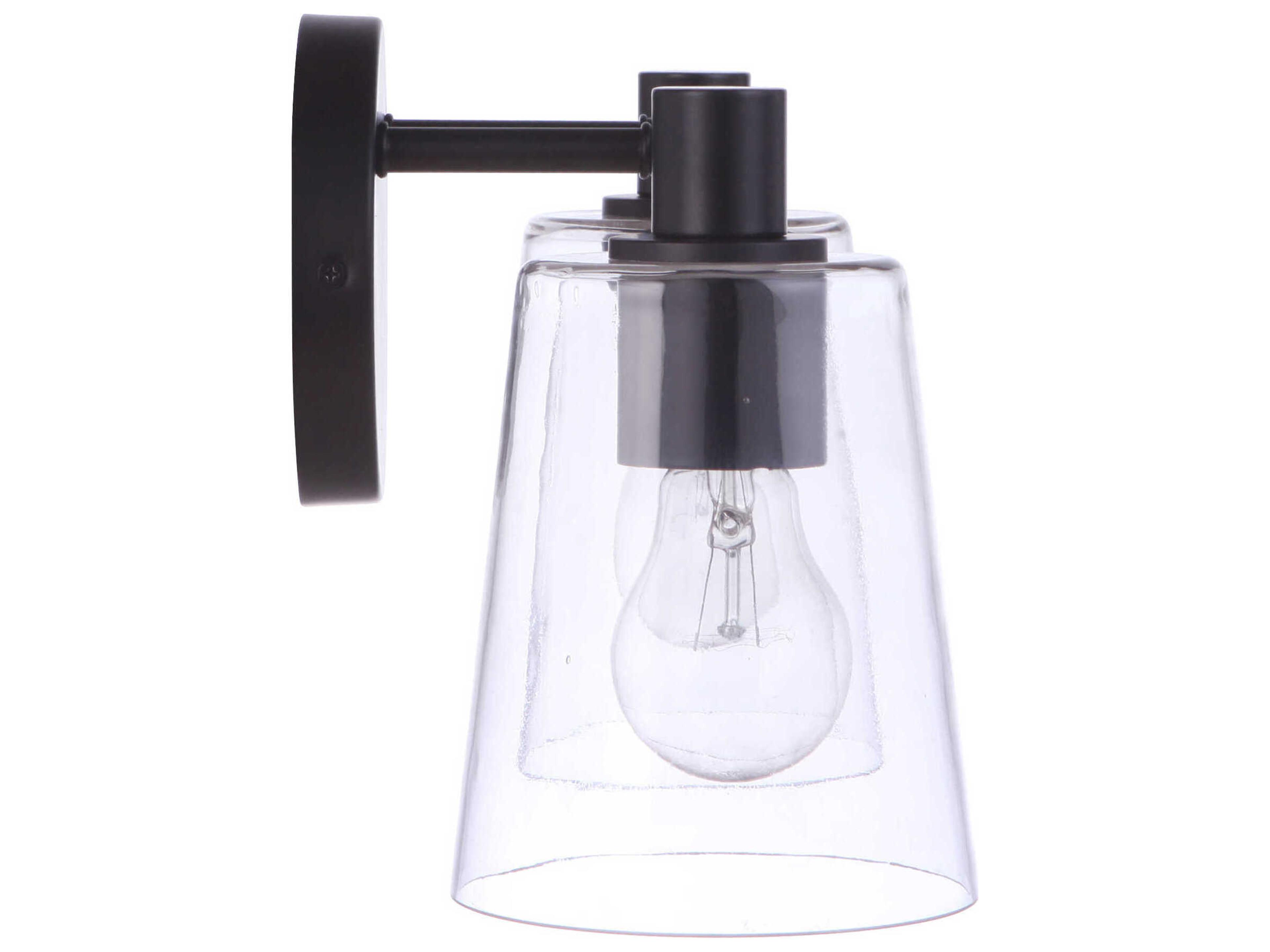 Craftmade Emilio 2-Light Flat Black Glass Vanity Light