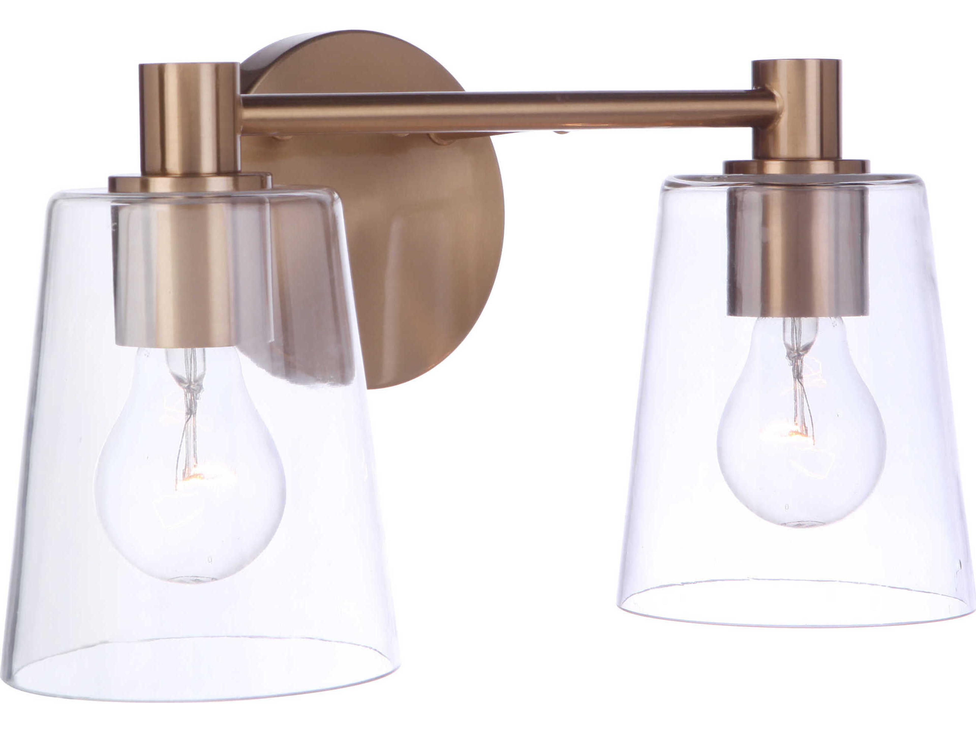 Craftmade Emilio 2-Light Satin Brass Glass Vanity Light