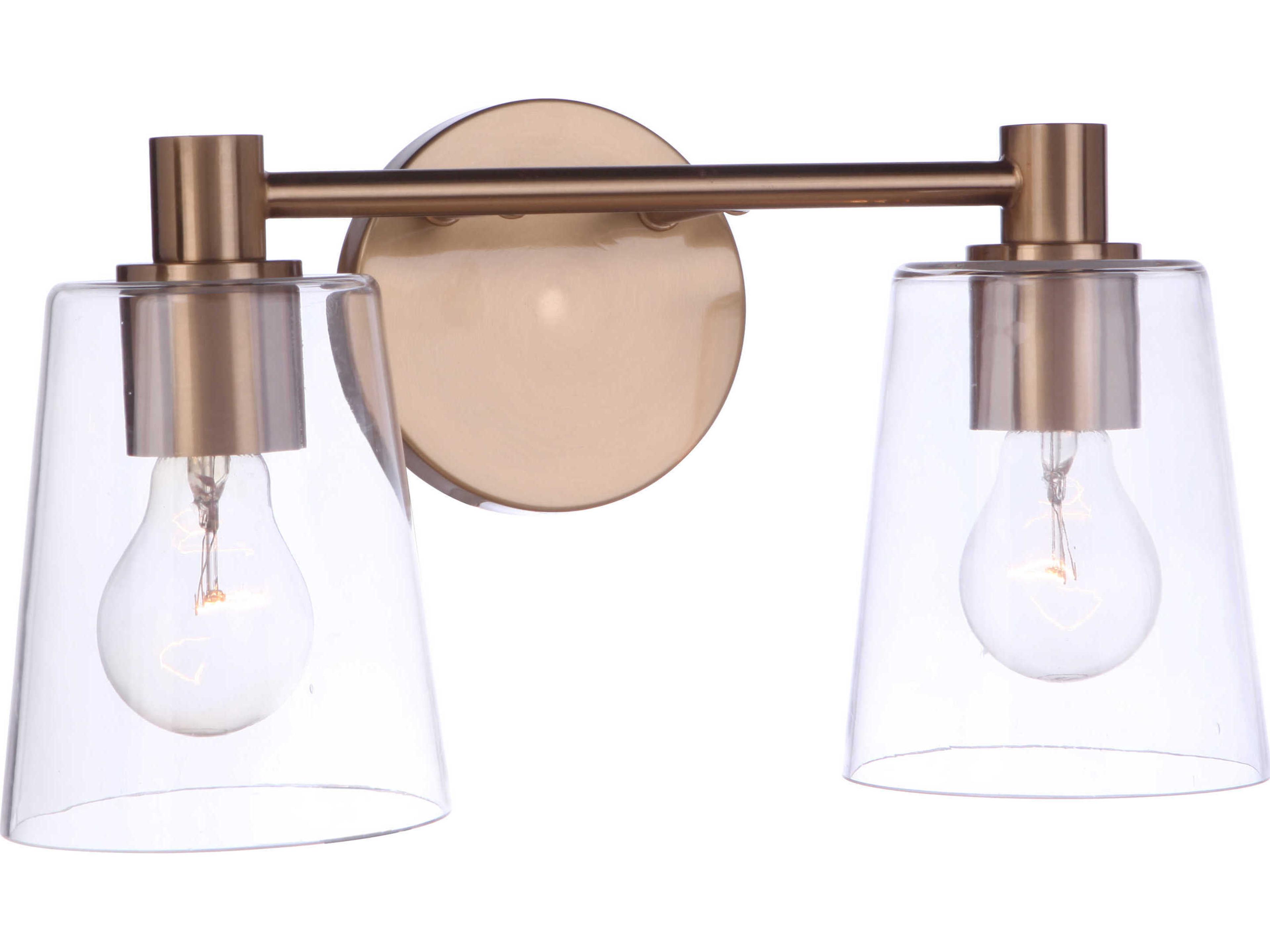 Craftmade Emilio 2-Light Satin Brass Glass Vanity Light