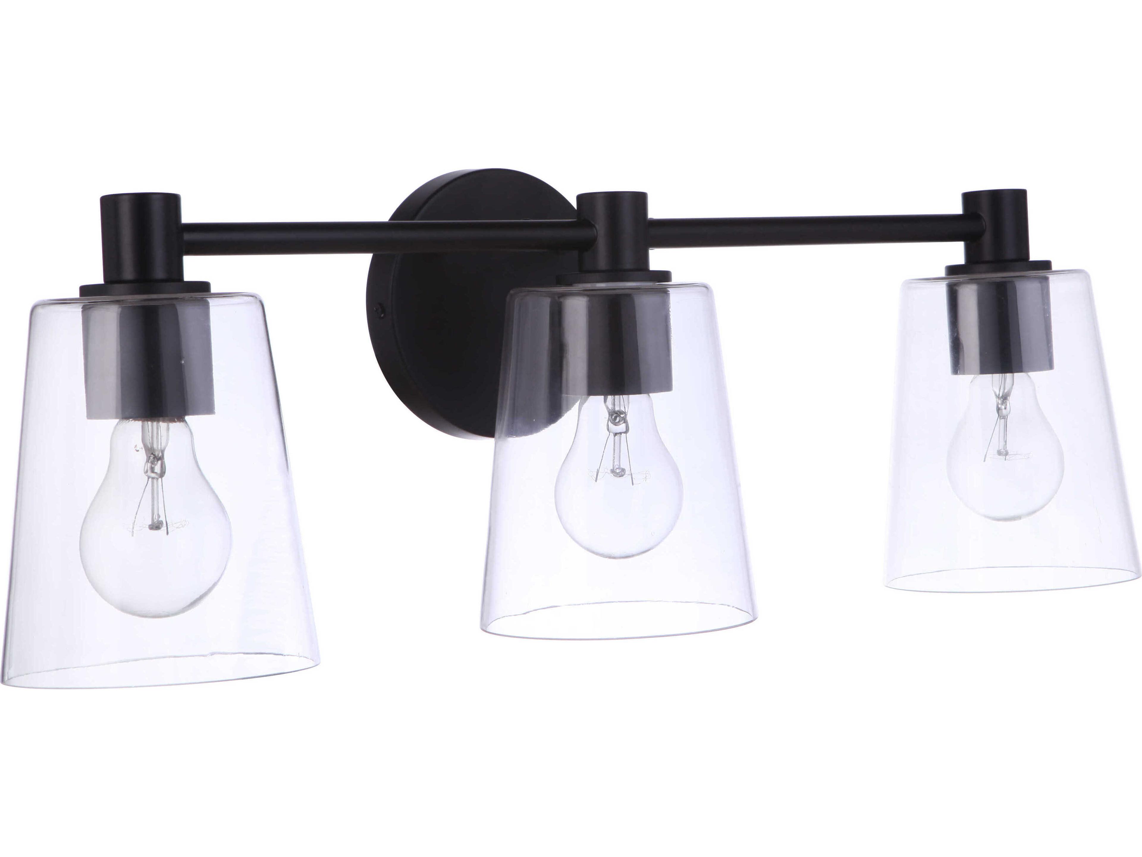 Emilio 3-Light Flat Black Glass Vanity Light