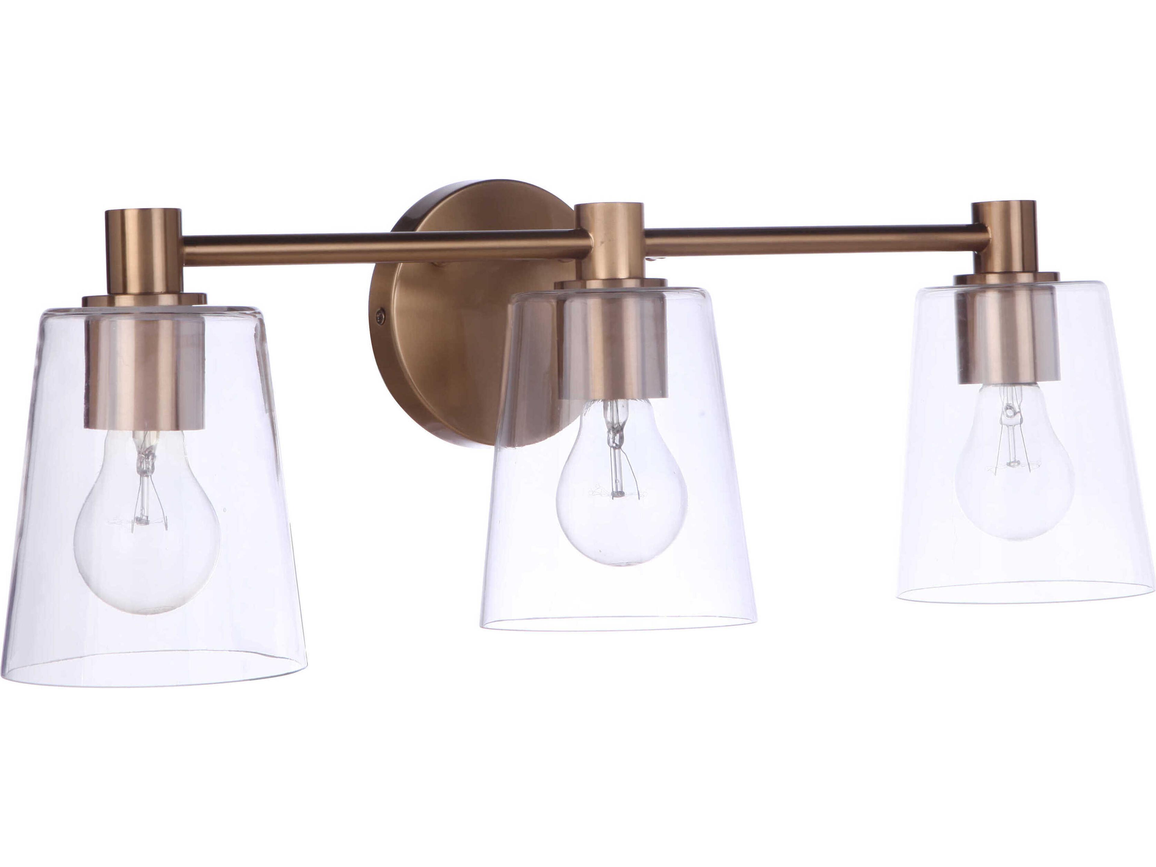 Emilio 3-Light Satin Brass Glass Vanity Light