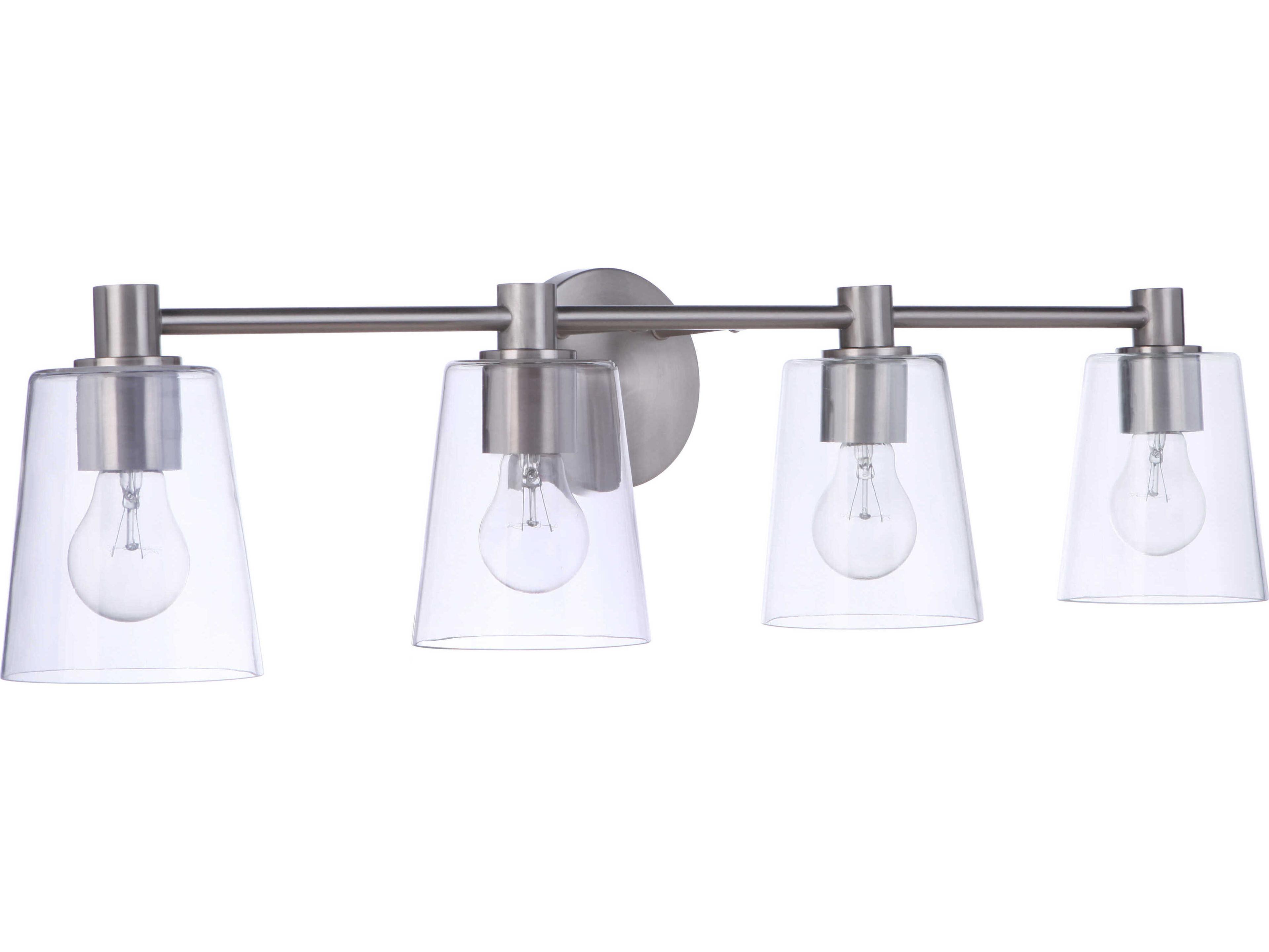 Emilio 4-Light Brushed Polished Nickel Glass Vanity Light