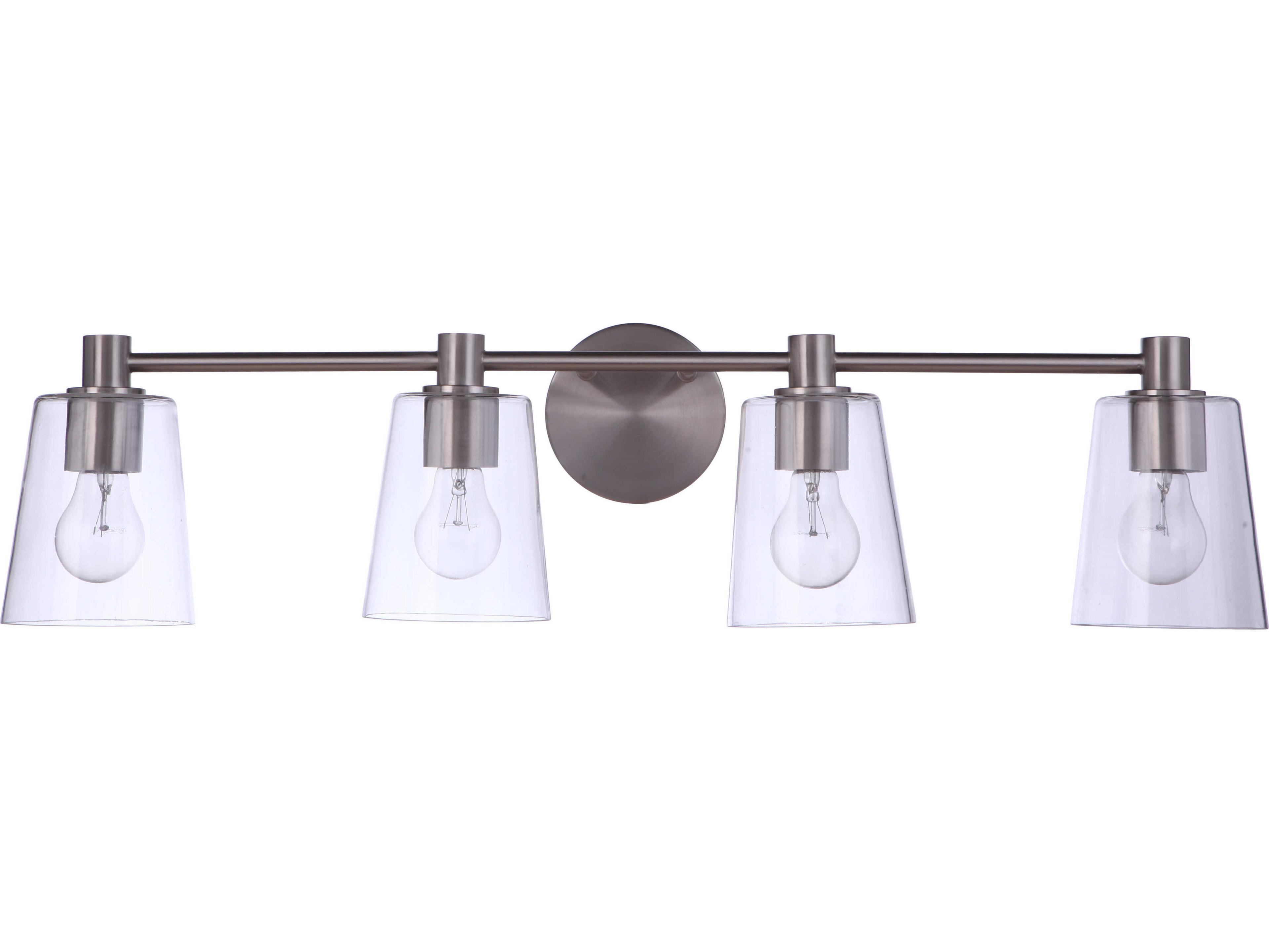Craftmade Emilio 4-Light Brushed Polished Nickel Glass Vanity Light