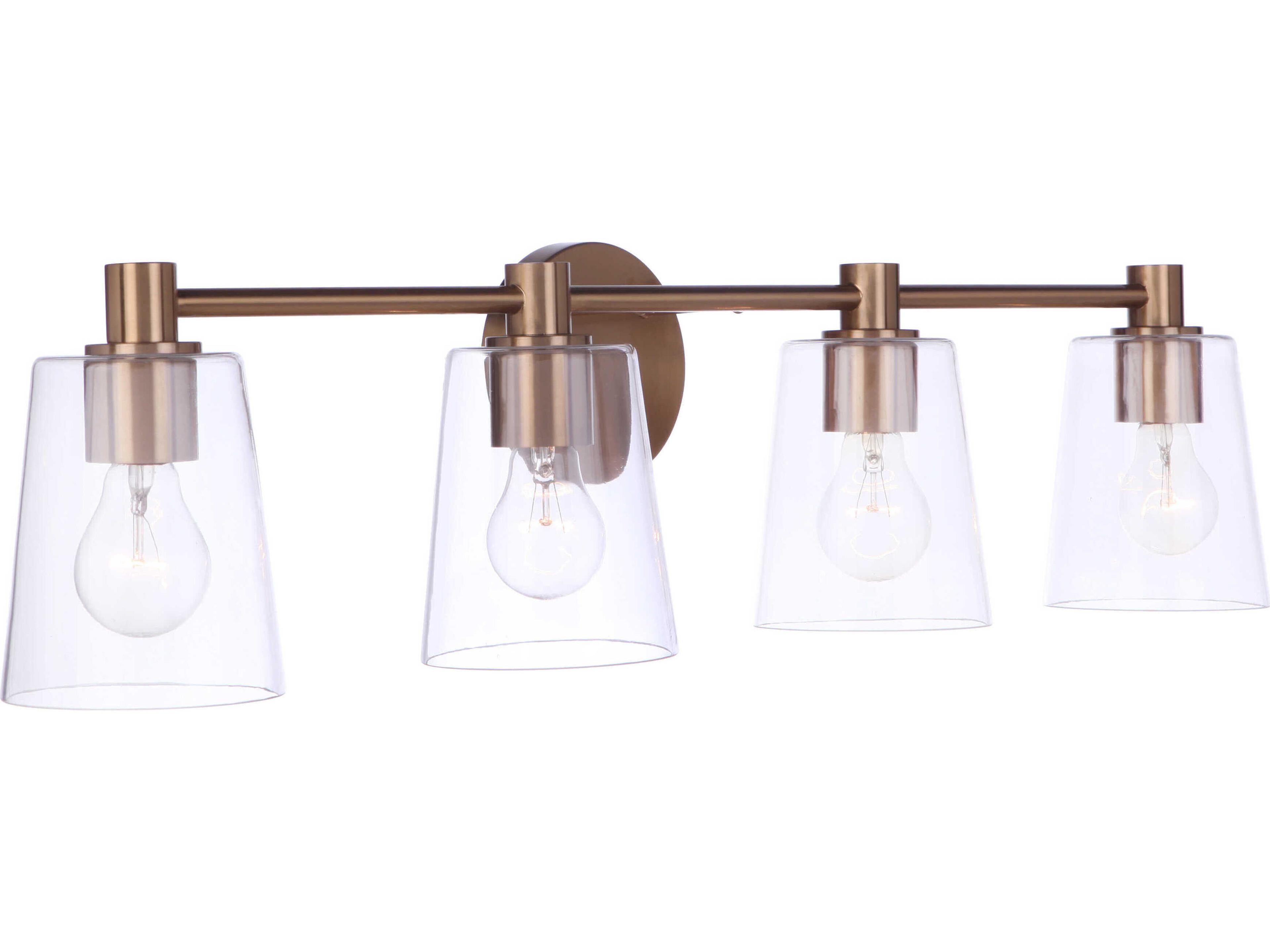 Craftmade Emilio 4-Light Satin Brass Glass Vanity Light