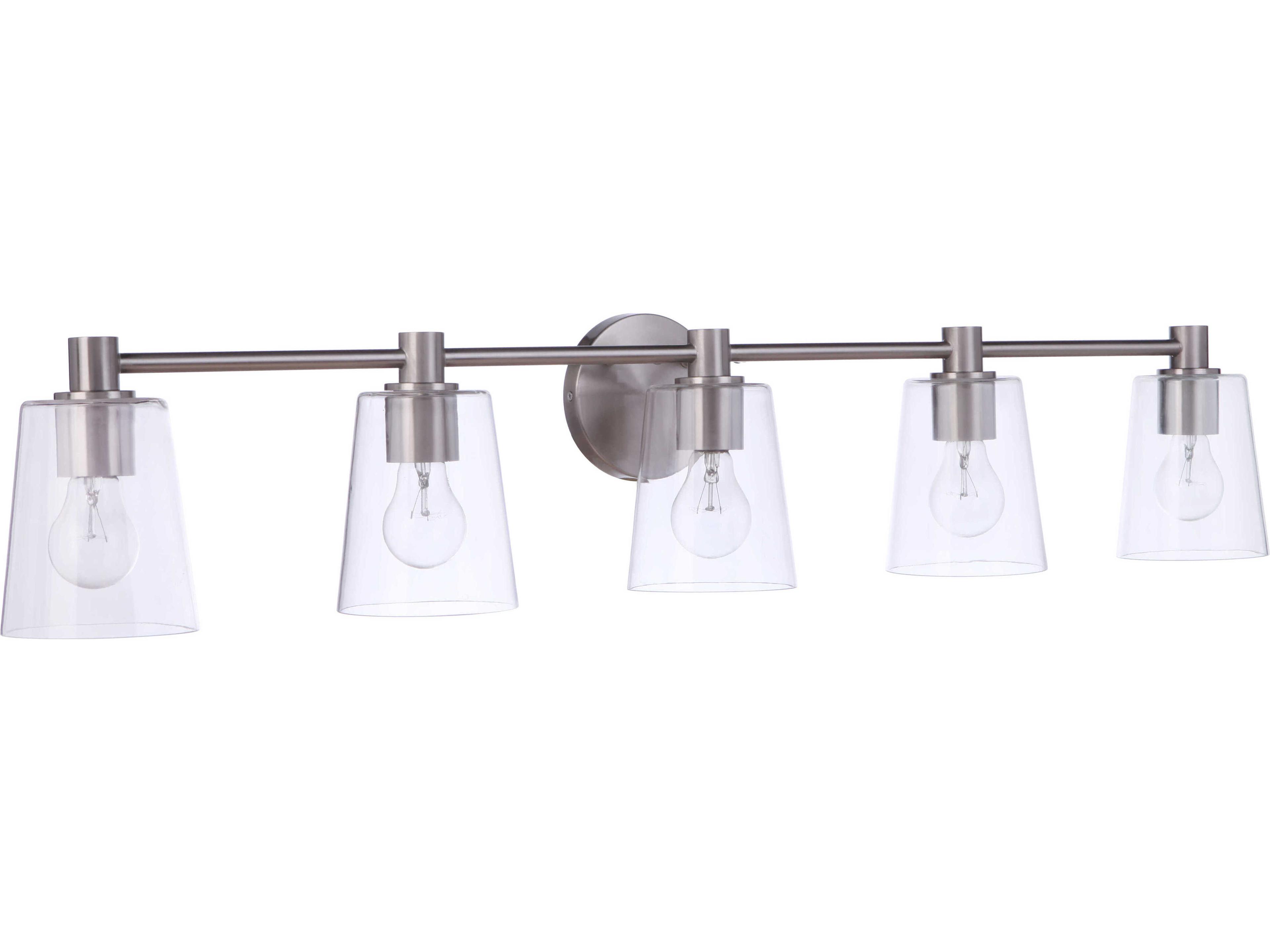 Emilio 5-Light Brushed Polished Nickel Glass Vanity Light