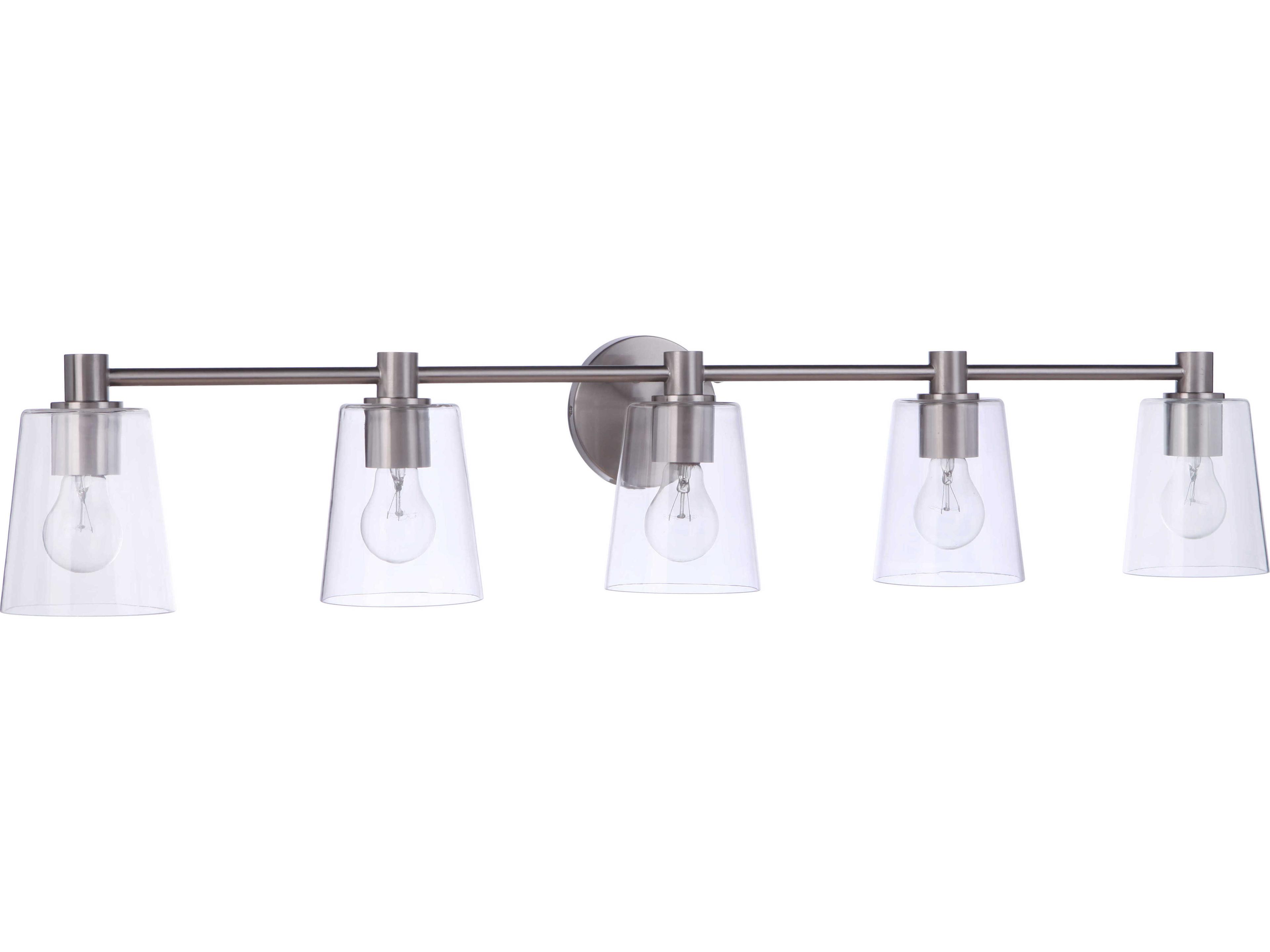 Craftmade Emilio 5-Light Brushed Polished Nickel Glass Vanity Light