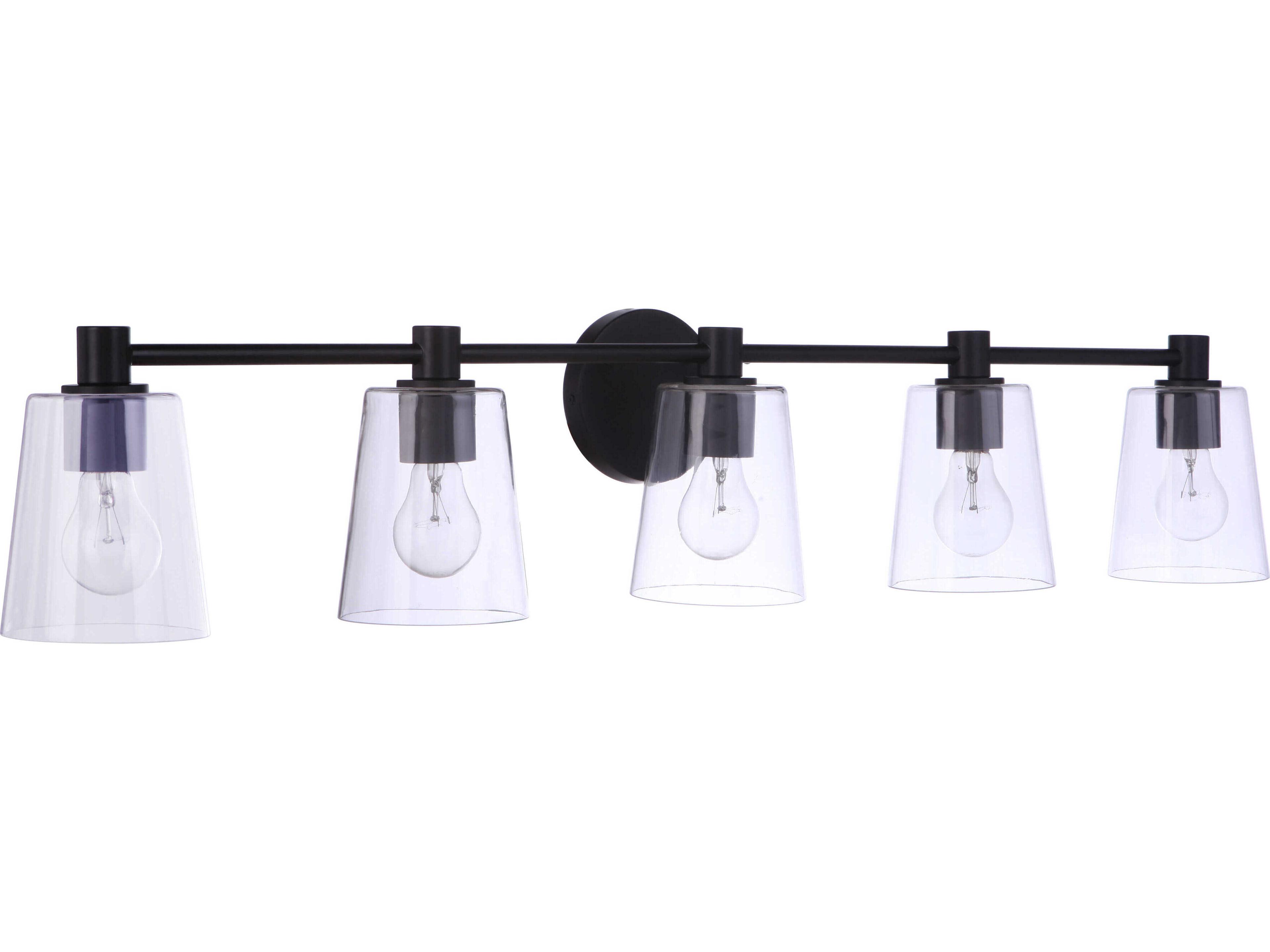 Emilio 5-Light Flat Black Glass Vanity Light