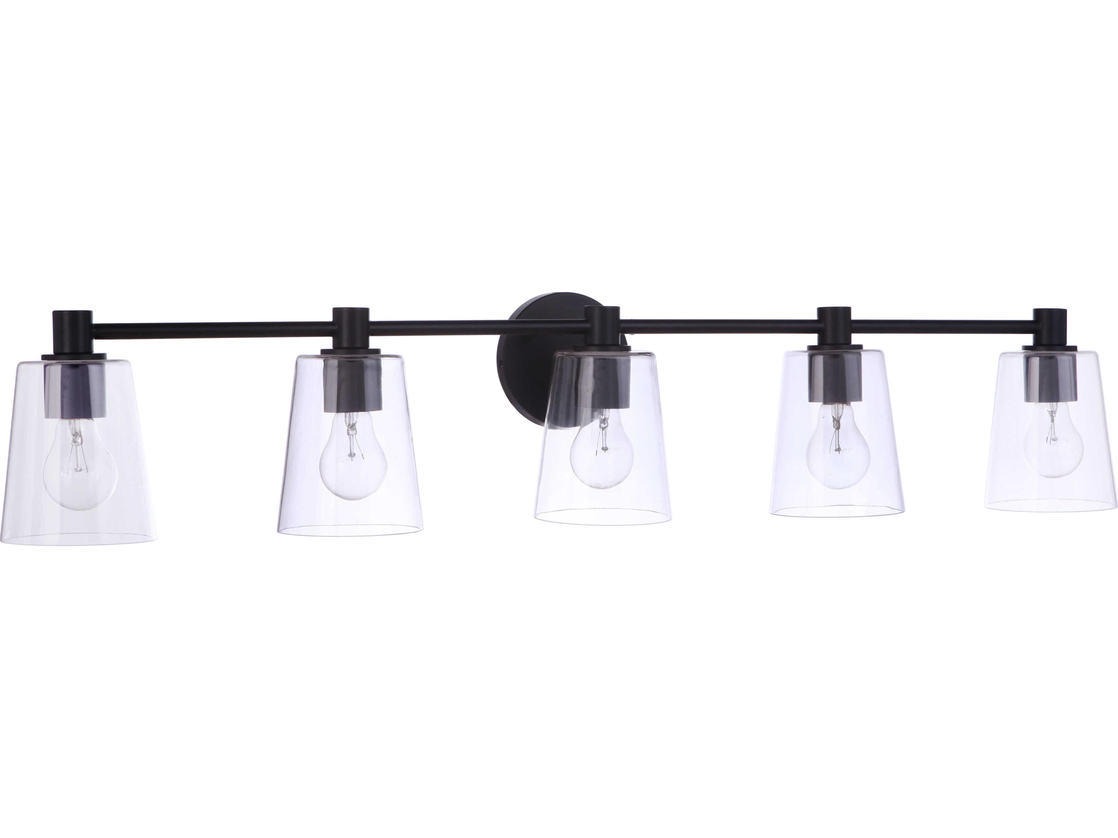Craftmade Emilio 5-Light Flat Black Glass Vanity Light
