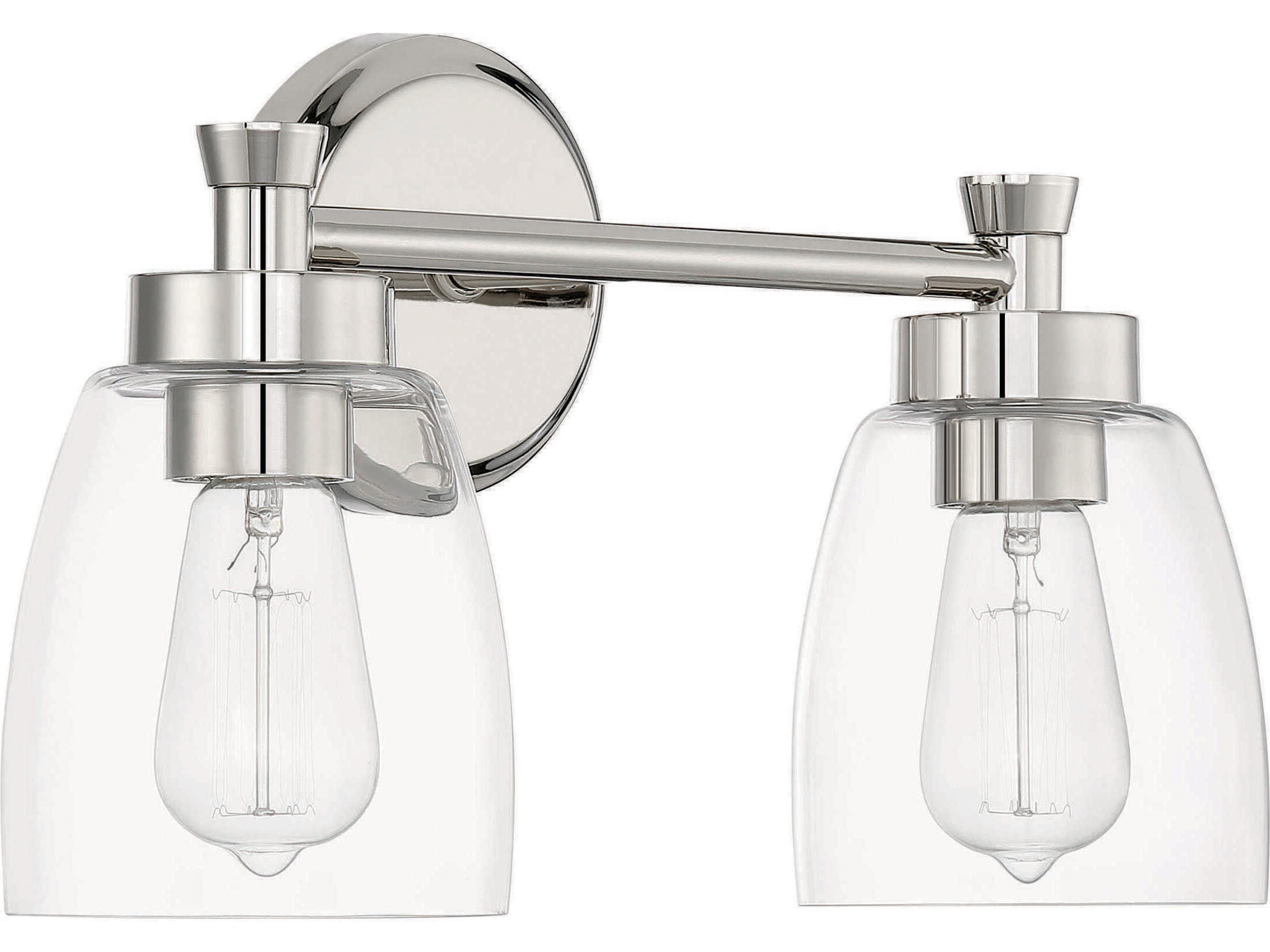 Henning 2-Light Polished Nickel Glass Vanity Light