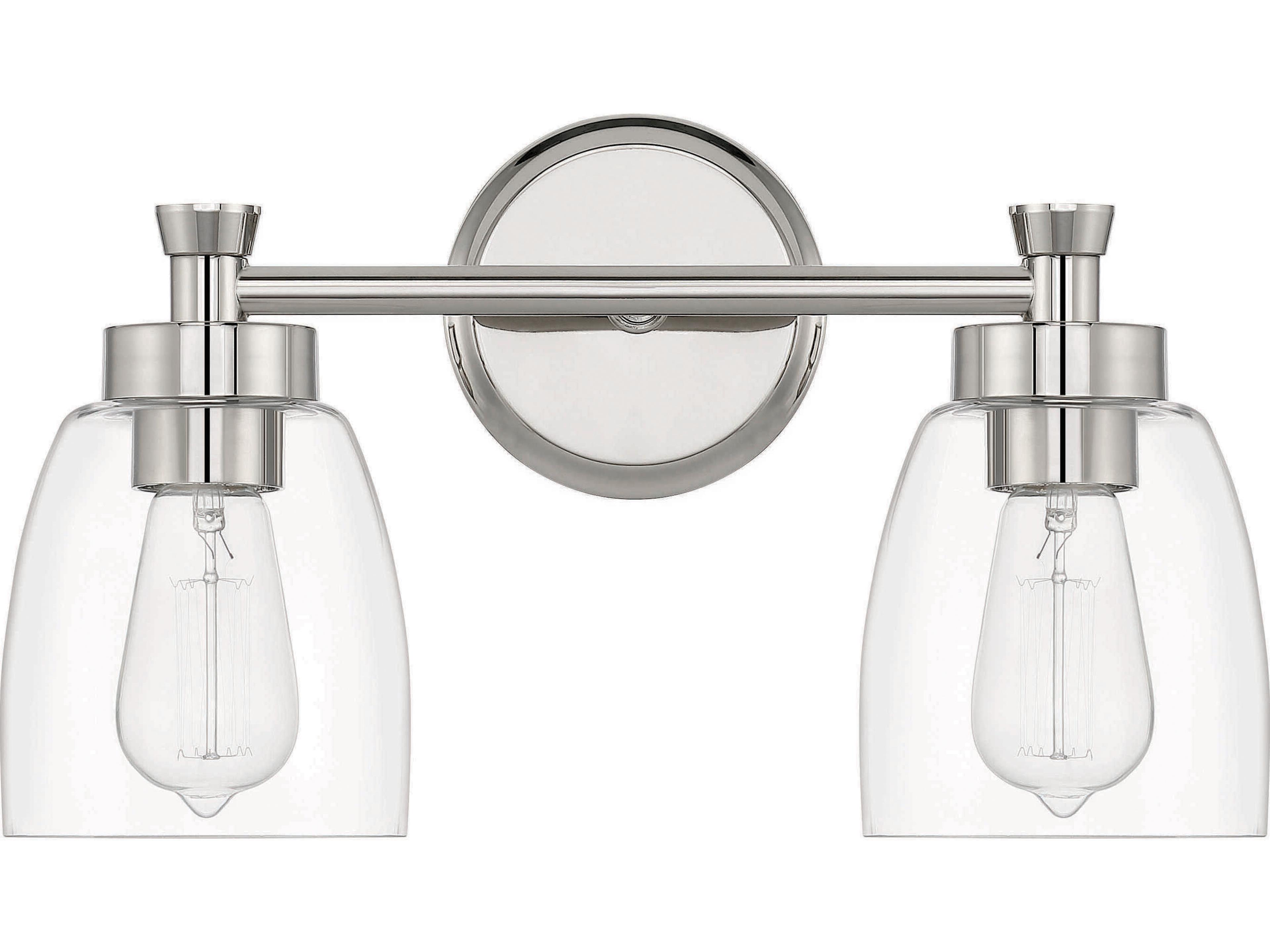 Craftmade Henning 2-Light Polished Nickel Glass Vanity Light