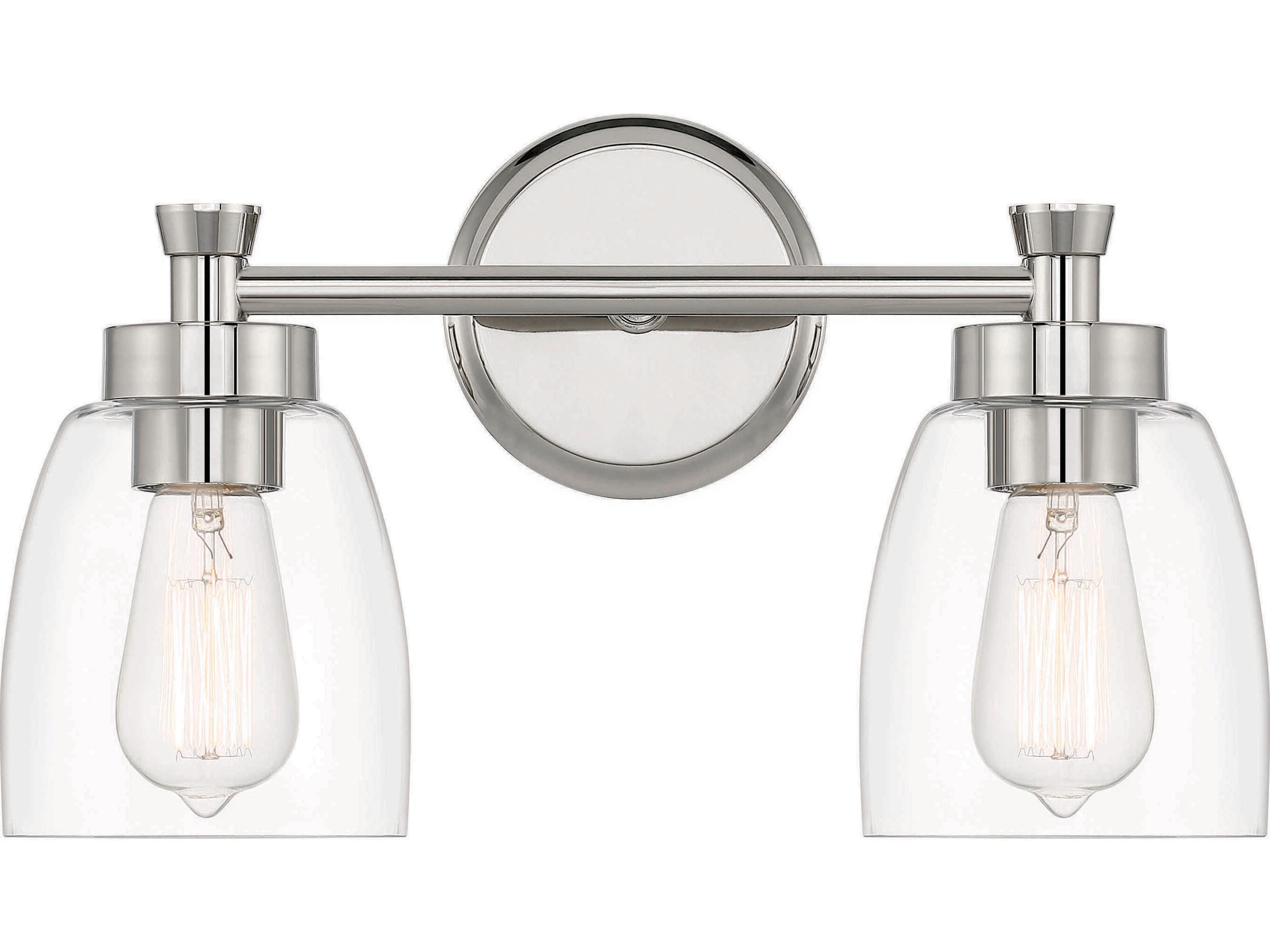 Craftmade Henning 2-Light Polished Nickel Glass Vanity Light