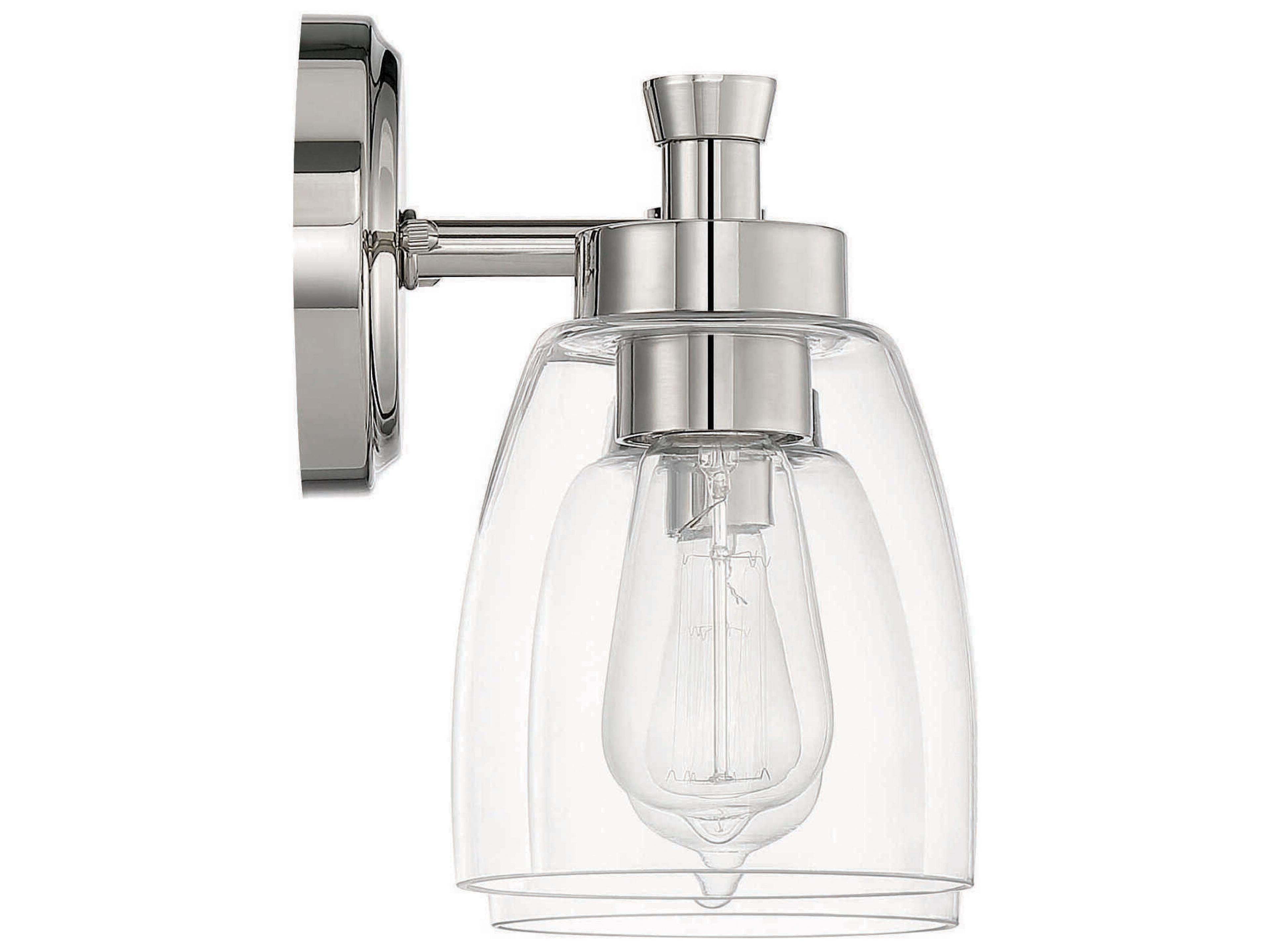 Craftmade Henning 2-Light Polished Nickel Glass Vanity Light