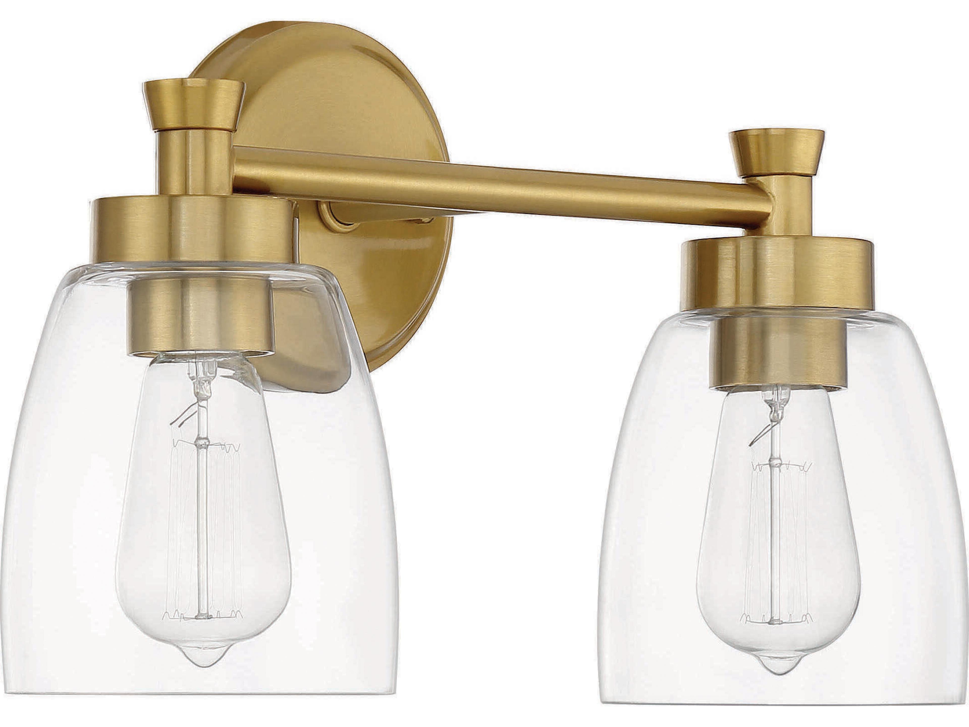 Henning 2-Light Satin Brass Glass Vanity Light