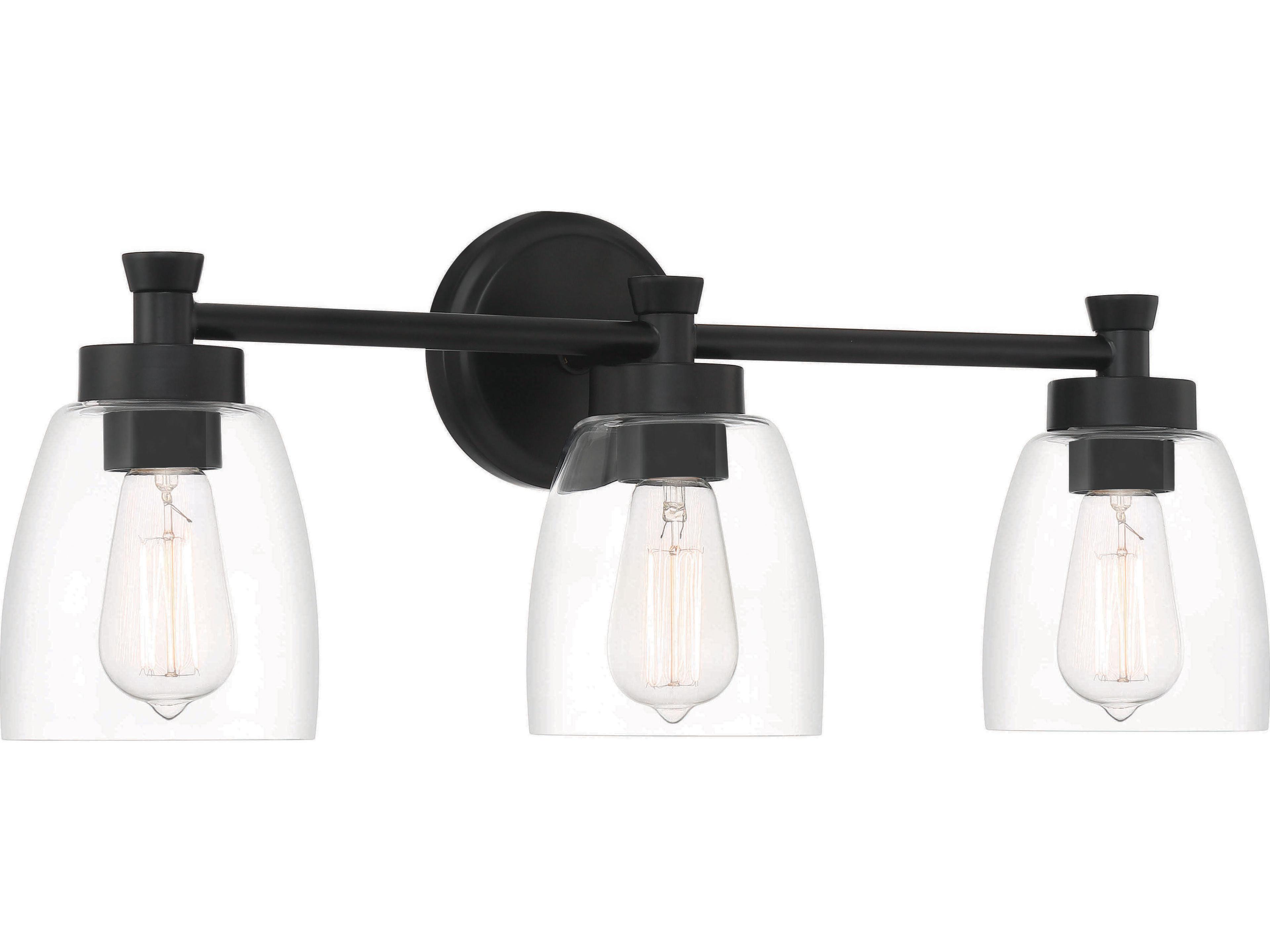 Craftmade Henning 3-Light Flat Black Glass Vanity Light