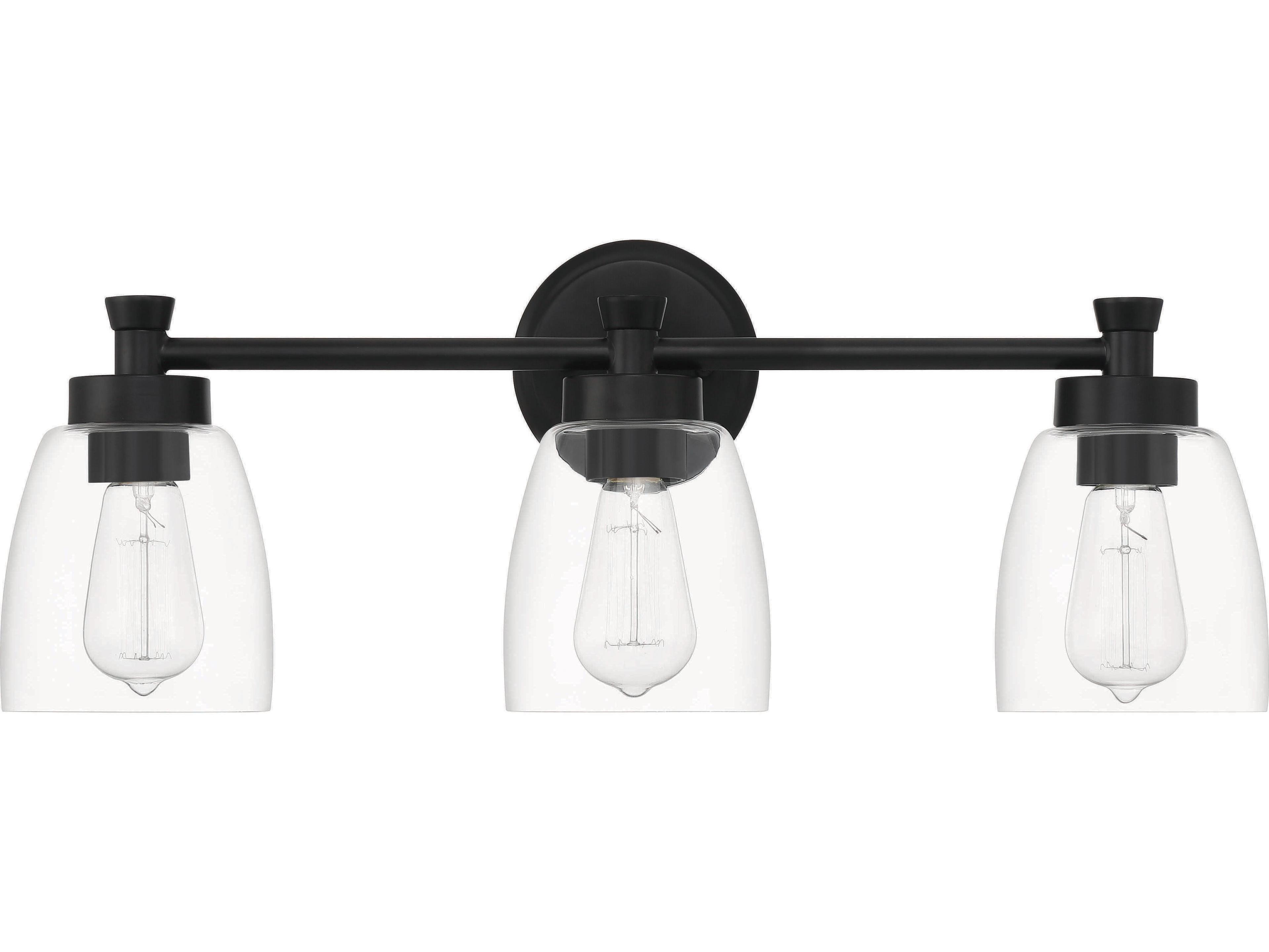 Craftmade Henning 3-Light Flat Black Glass Vanity Light