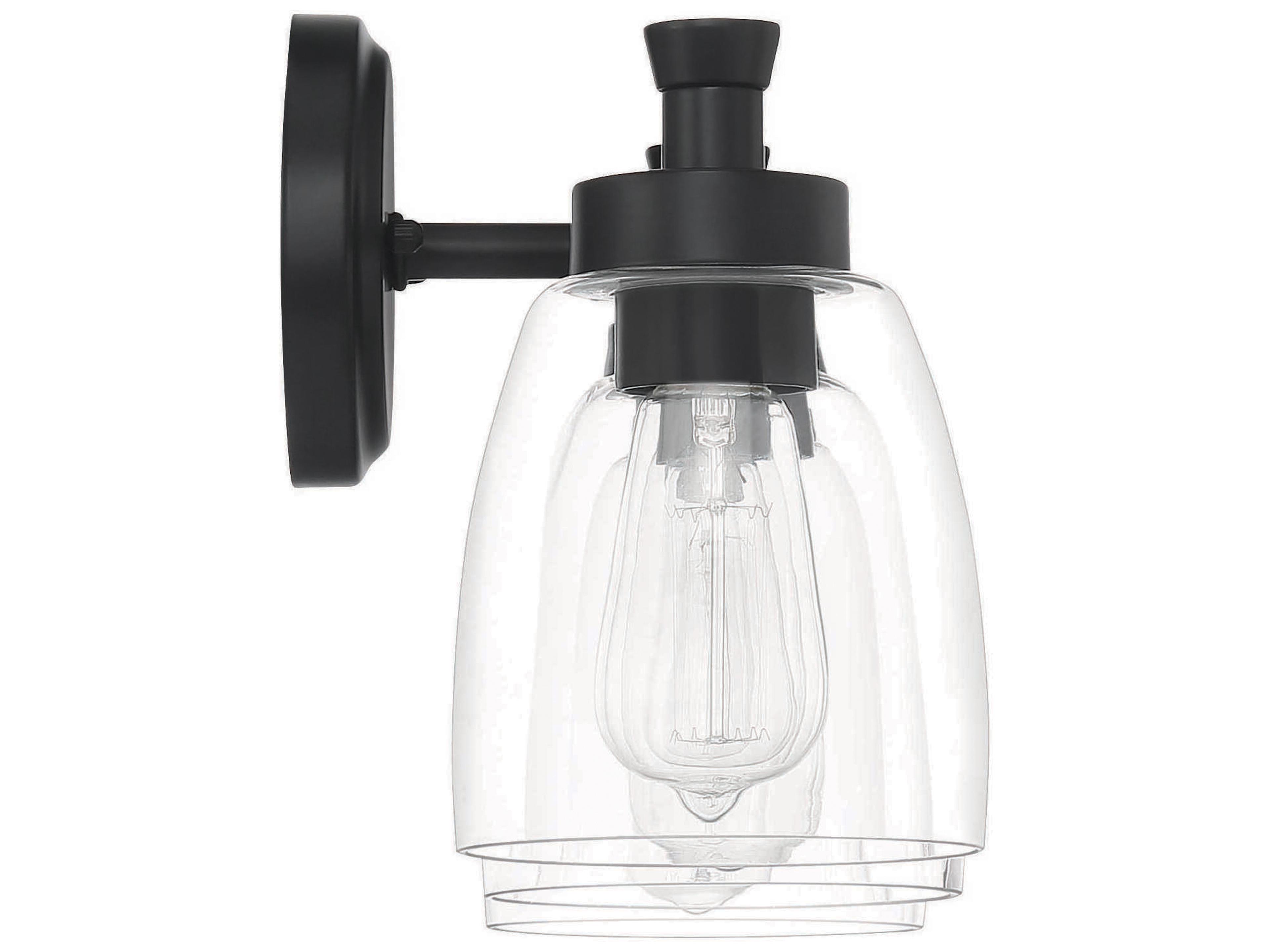 Craftmade Henning 3-Light Flat Black Glass Vanity Light