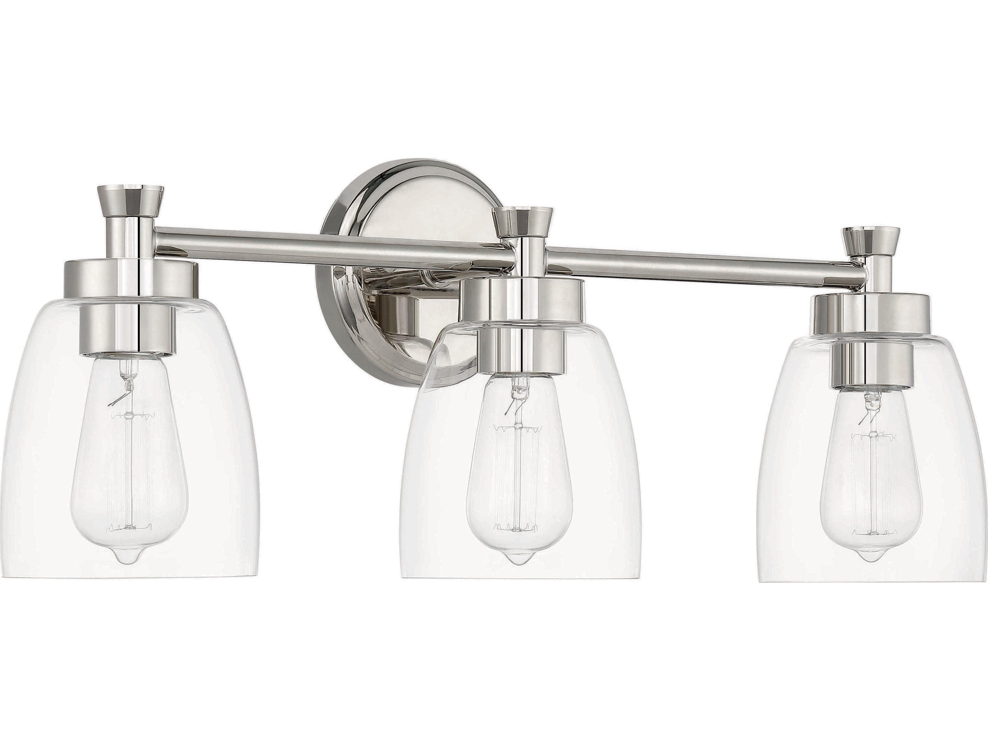 Henning 3-Light Polished Nickel Glass Vanity Light