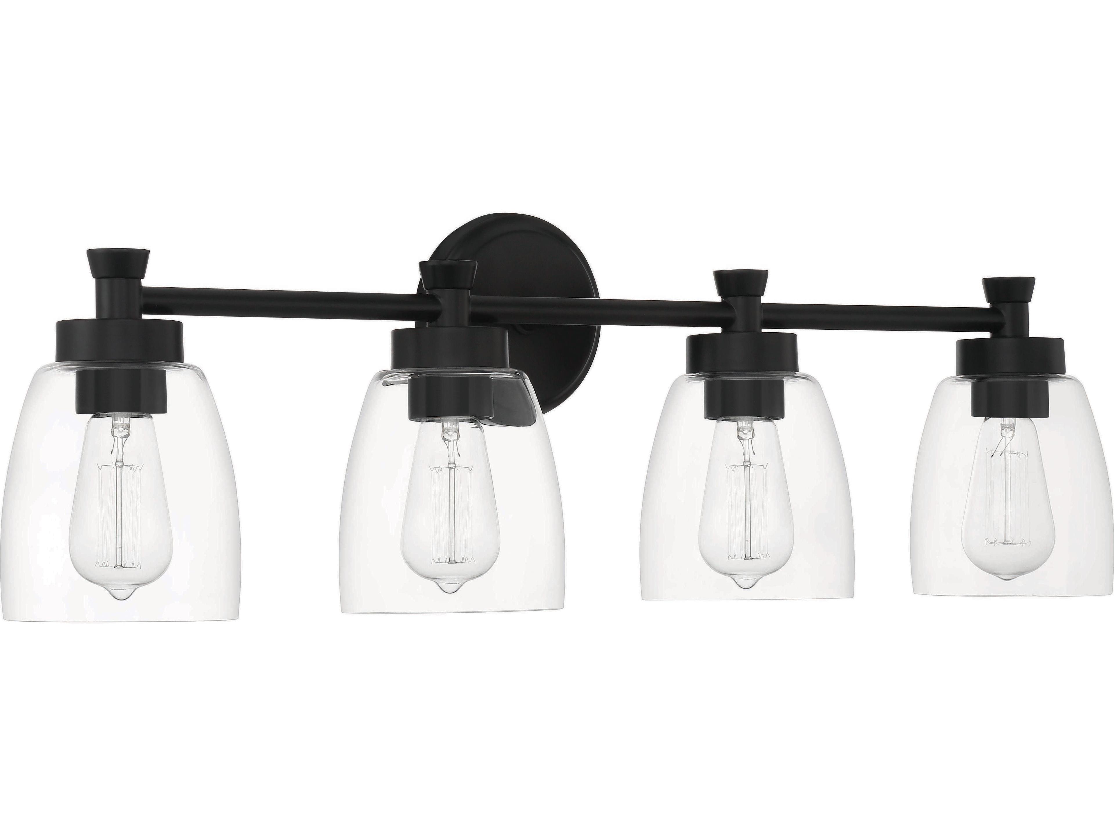Henning 4-Light Flat Black Glass Vanity Light