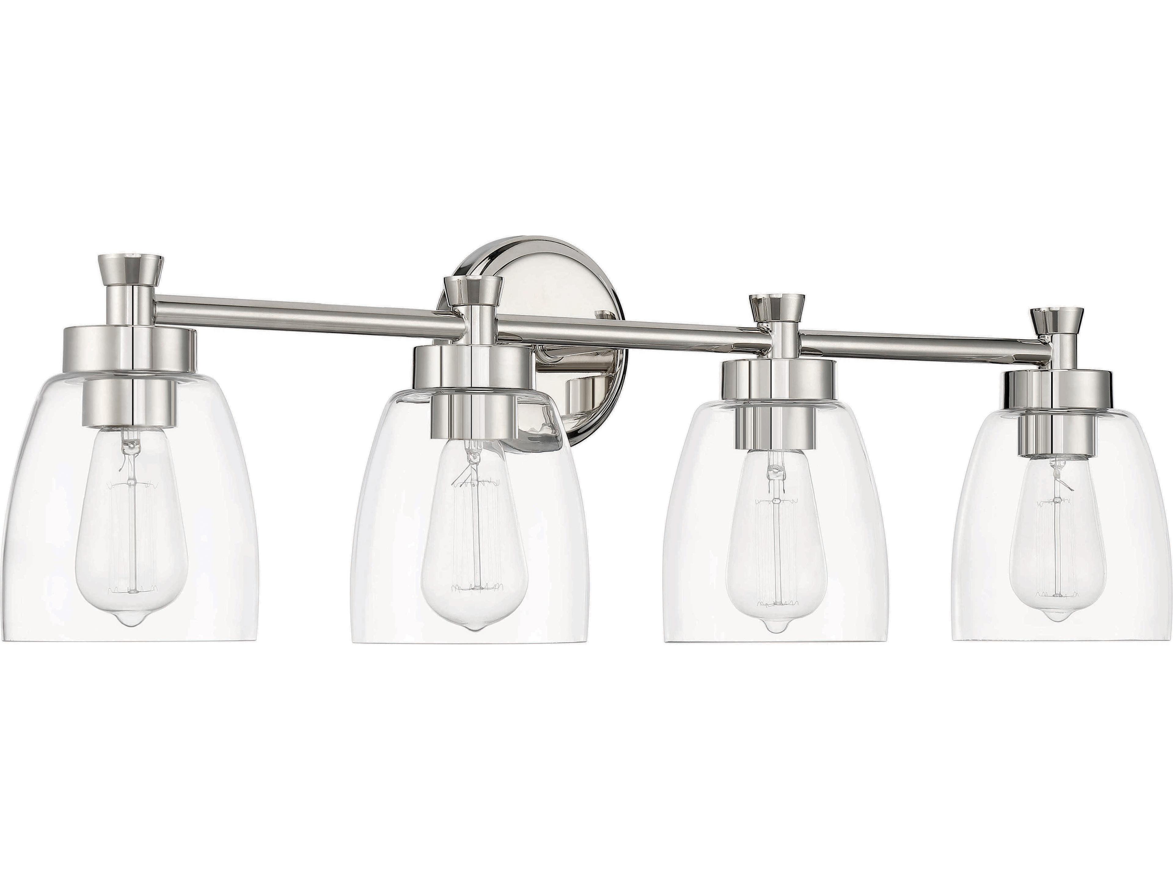Henning 4-Light Polished Nickel Glass Vanity Light