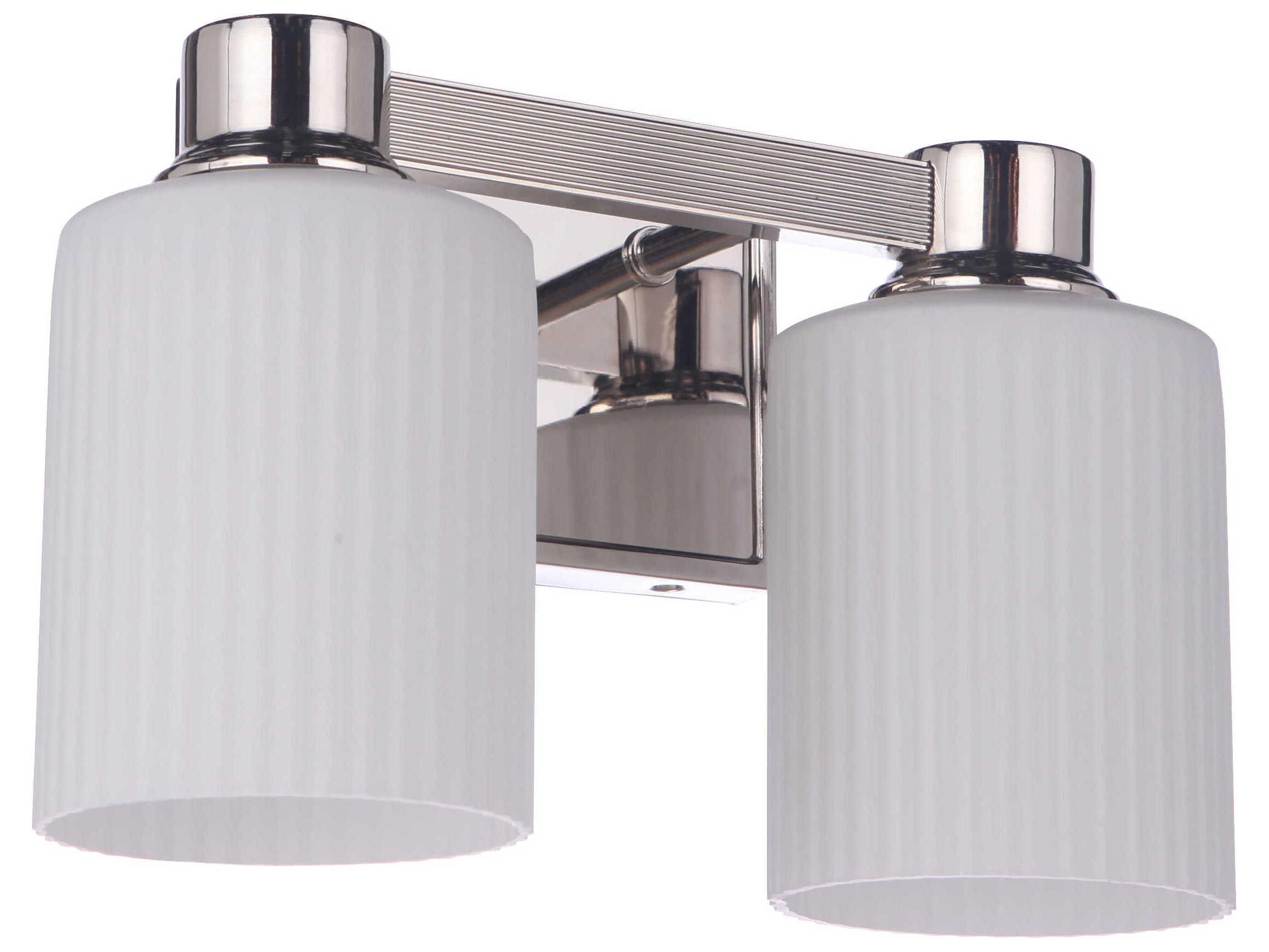 Bretton 2-Light Polished Nickel White Glass Vanity Light