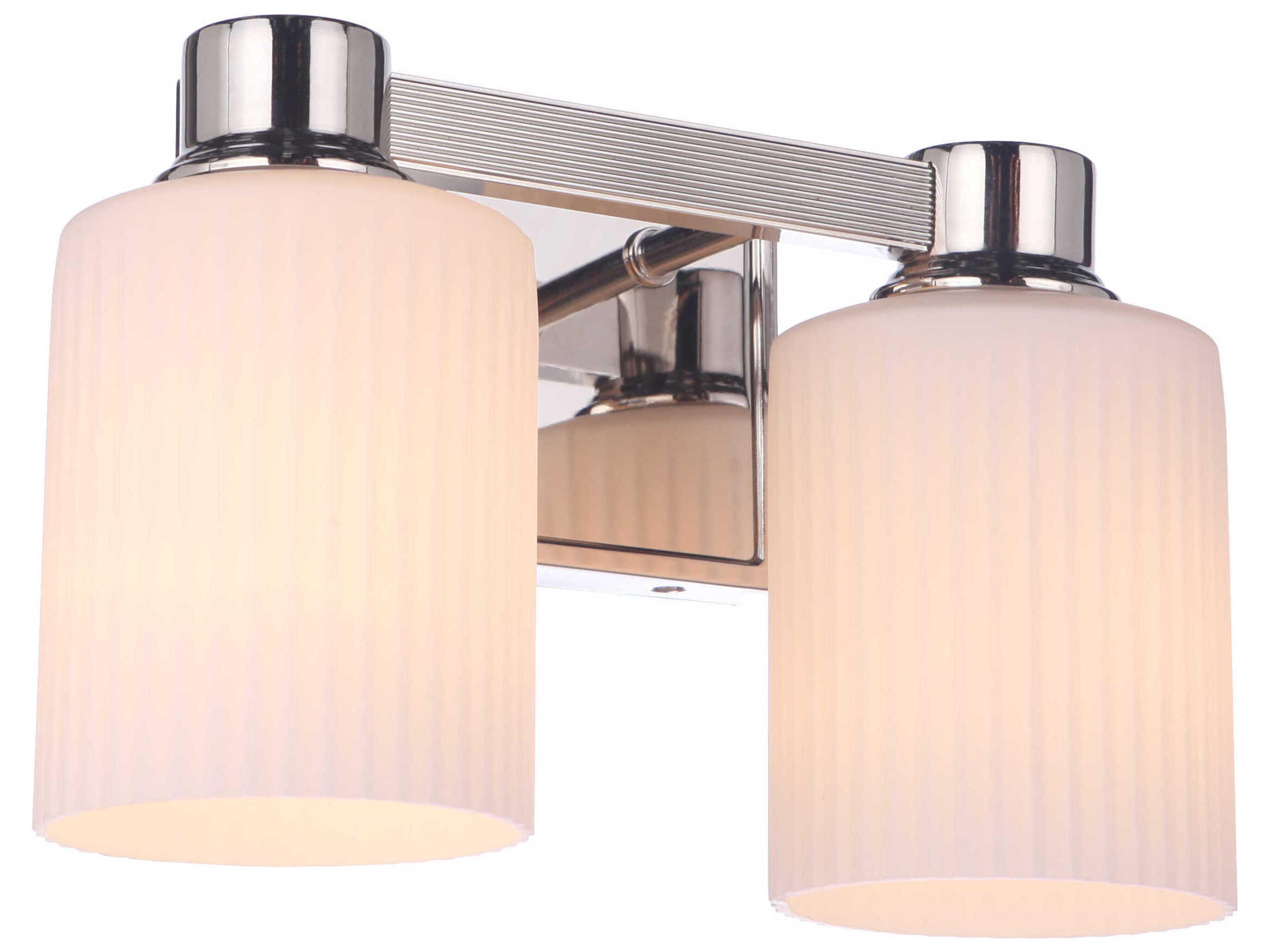 Craftmade Bretton 2-Light Polished Nickel White Glass Vanity Light