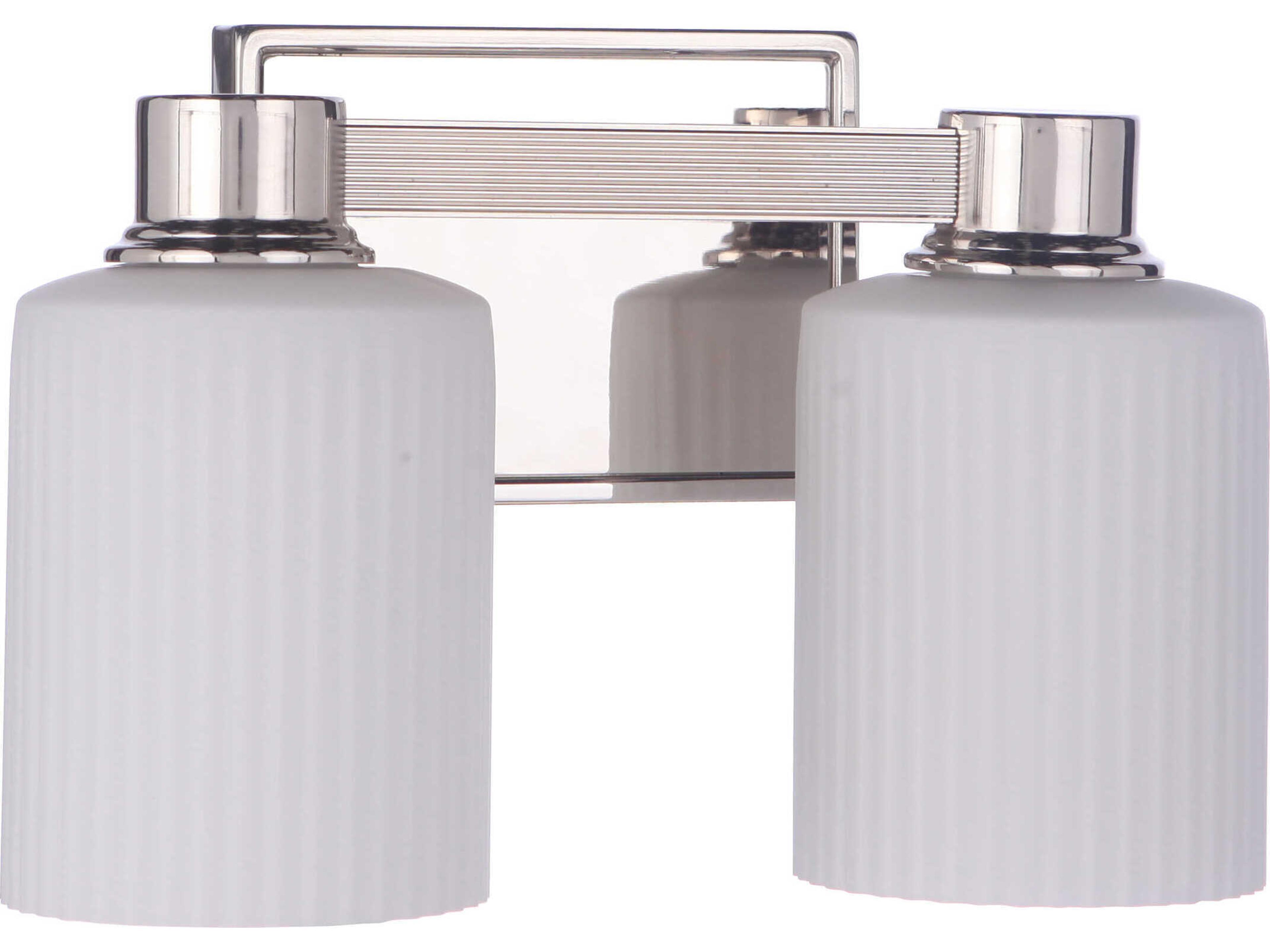 Craftmade Bretton 2-Light Polished Nickel White Glass Vanity Light