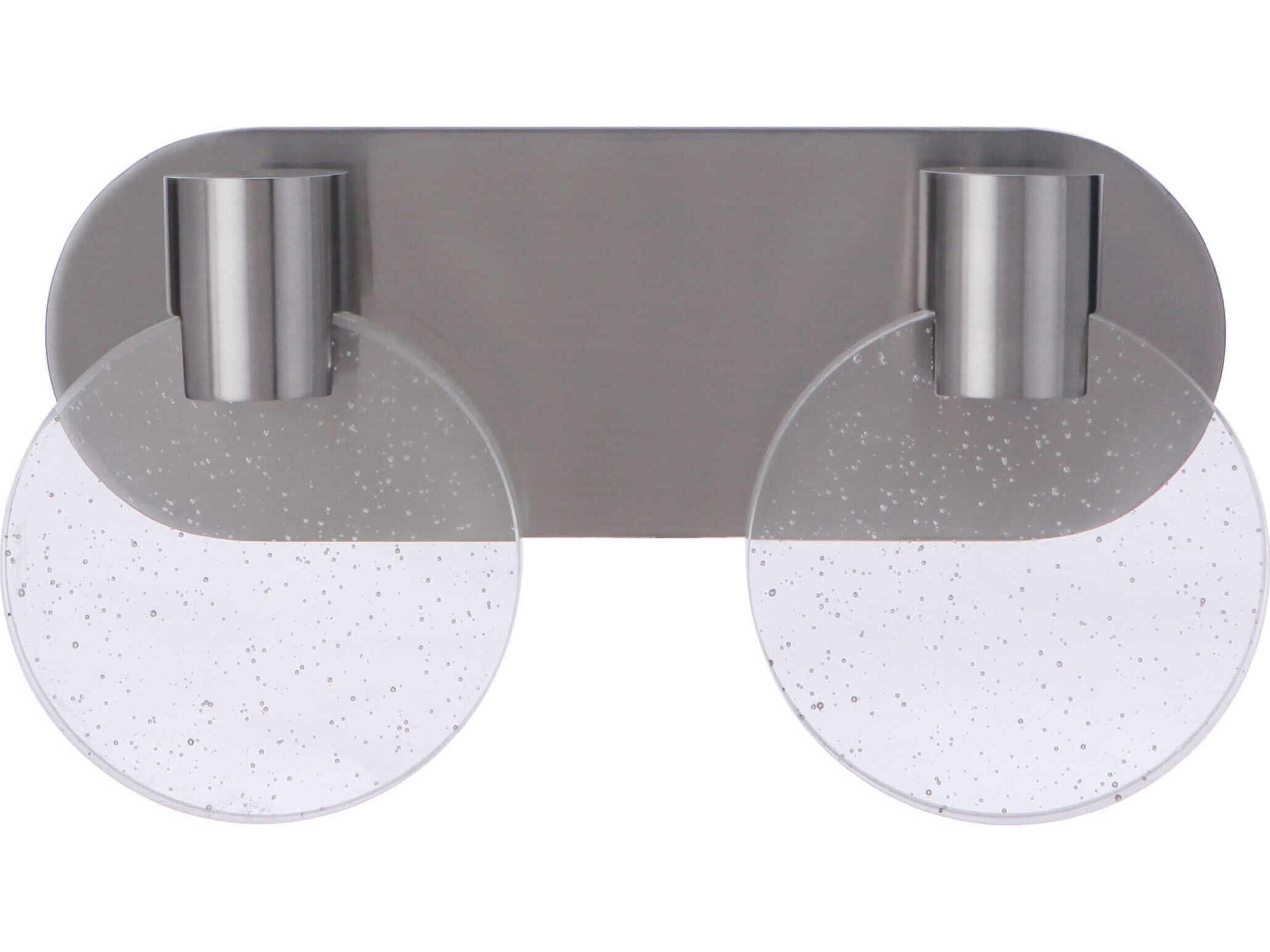 Glisten 2-Light Brushed Polished Nickel Glass LED Vanity Light