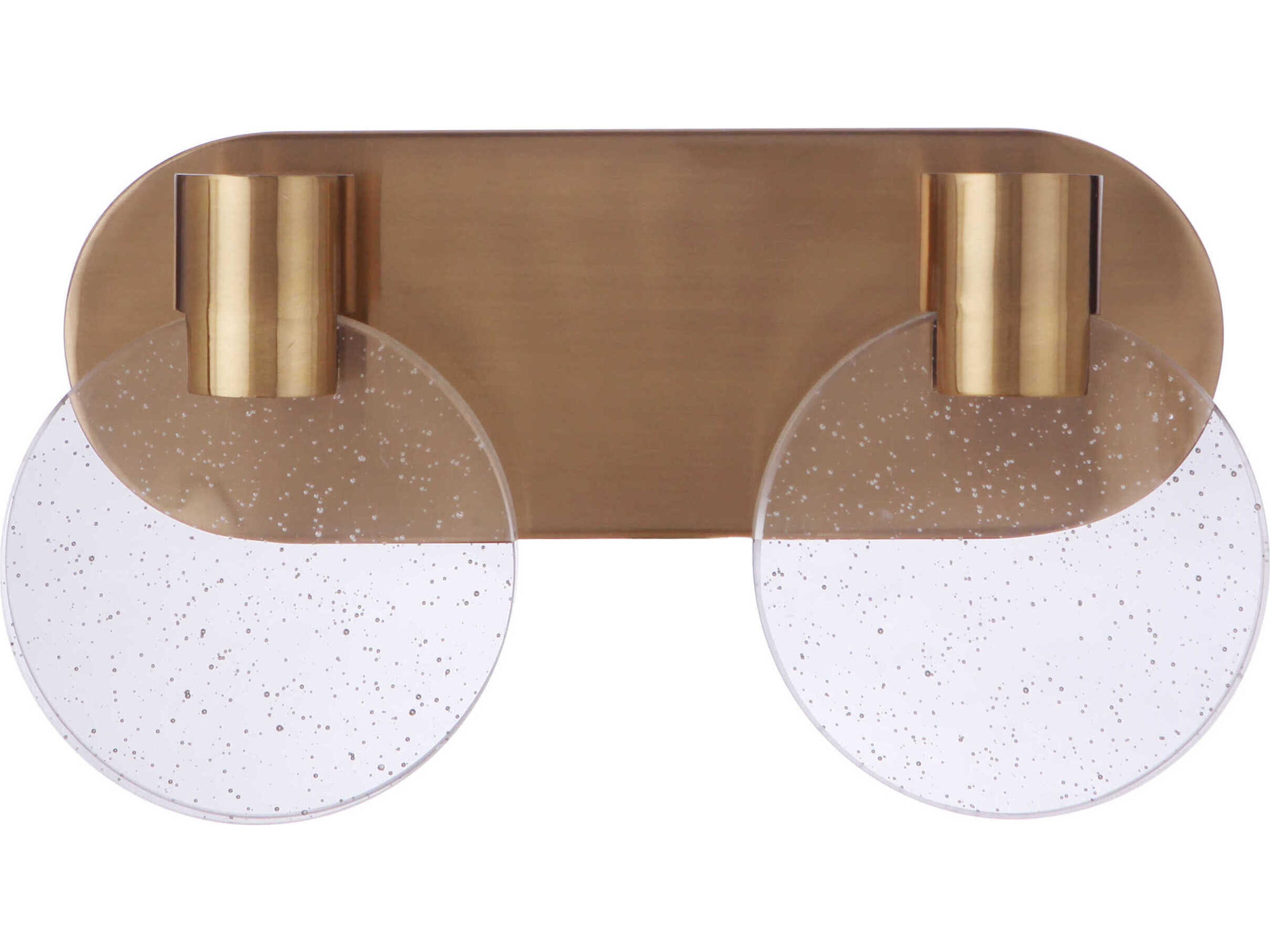 Glisten 2-Light Satin Brass Glass LED Vanity Light