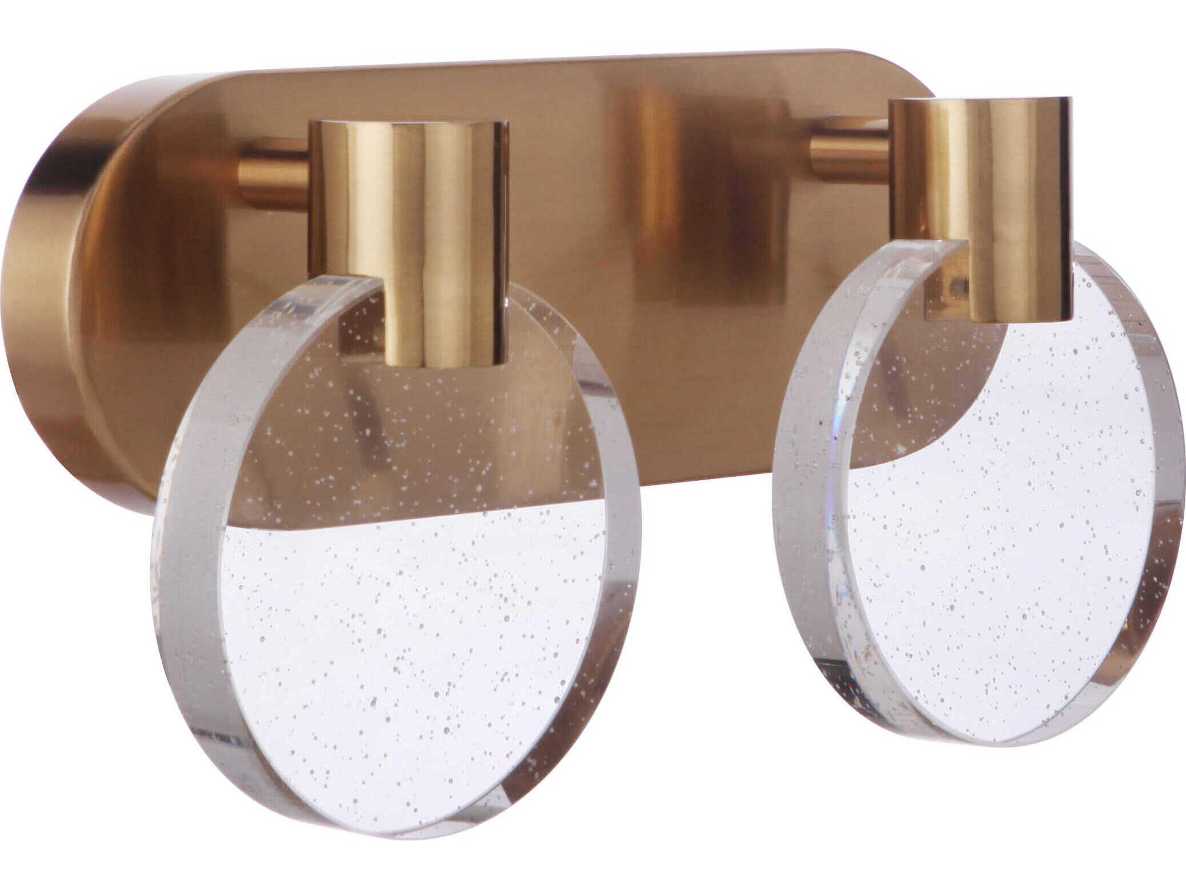 Craftmade Glisten 2-Light Satin Brass Glass LED Vanity Light