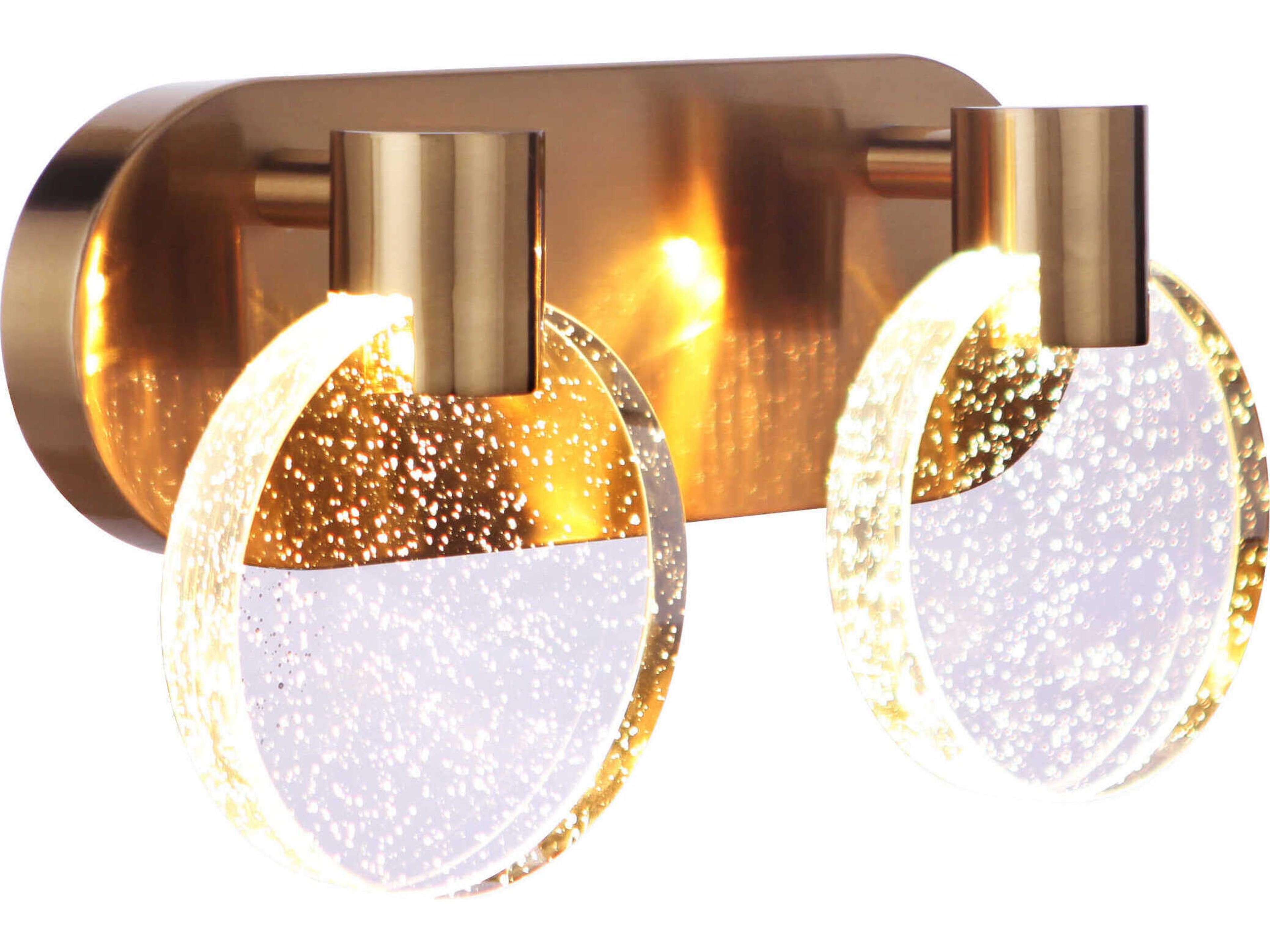 Craftmade Glisten 2-Light Satin Brass Glass LED Vanity Light