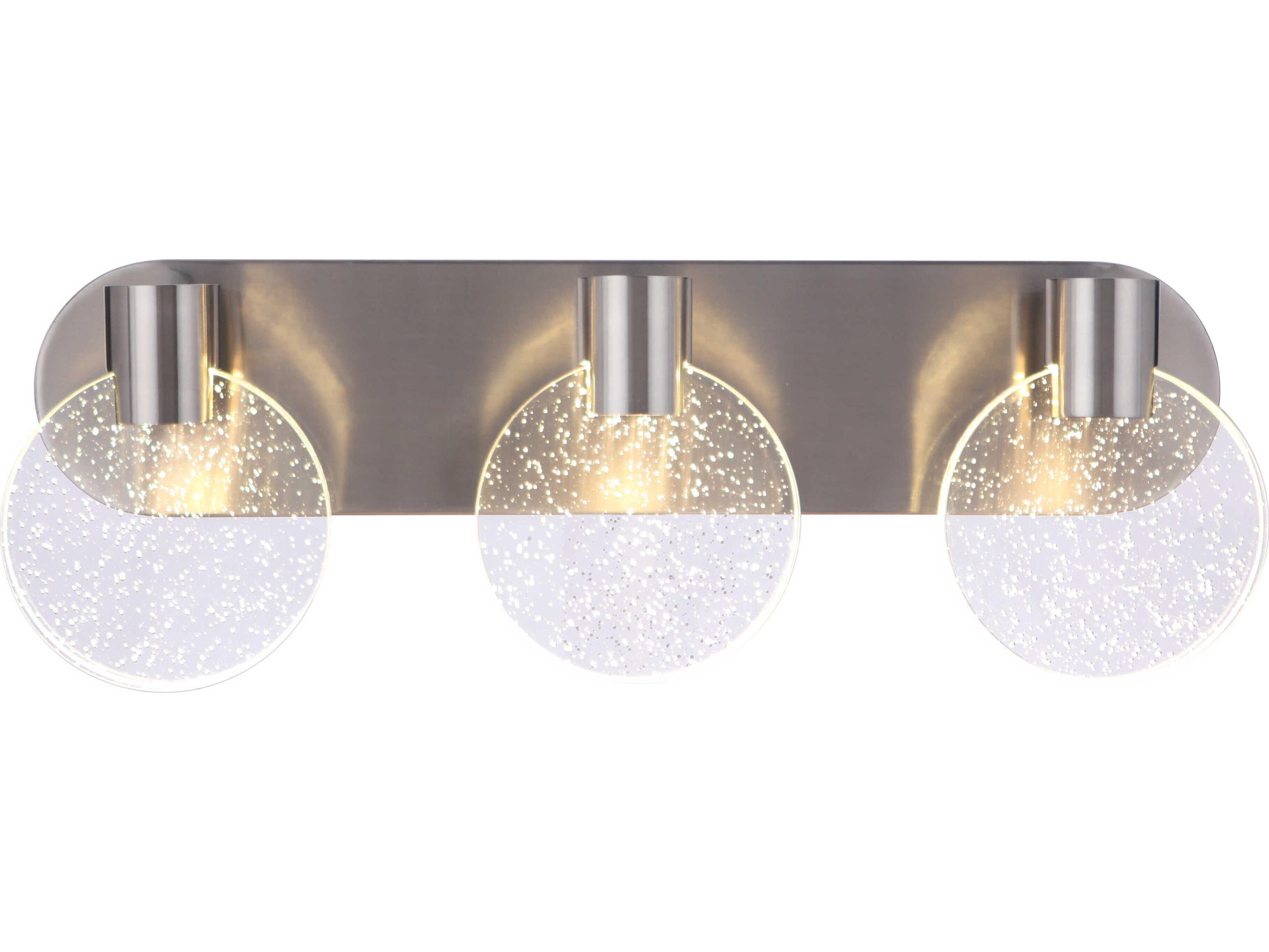 Craftmade Glisten 3-Light Brushed Polished Nickel Glass LED Vanity Light