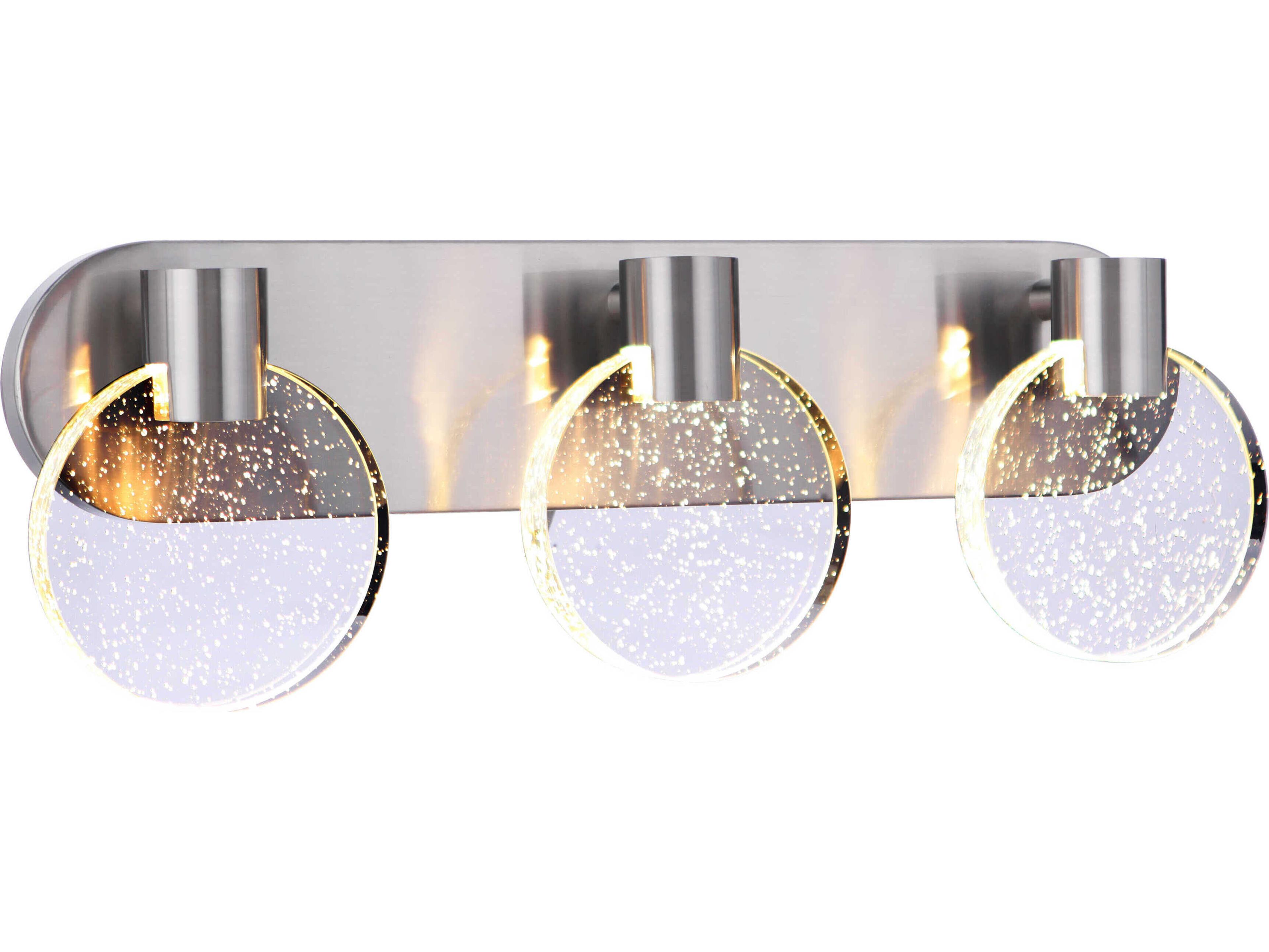 Craftmade Glisten 3-Light Brushed Polished Nickel Glass LED Vanity Light