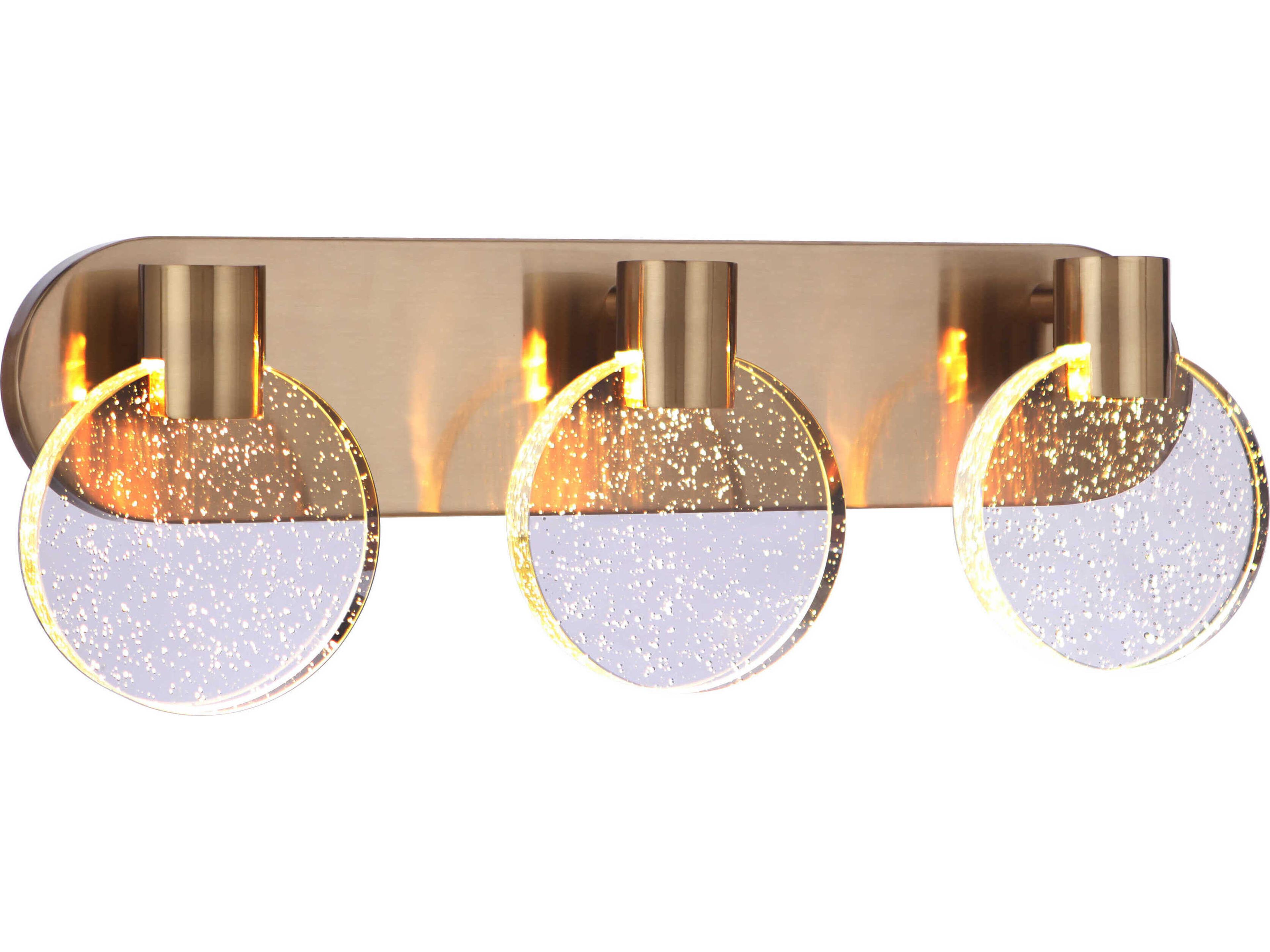 Craftmade Glisten 3-Light Satin Brass Glass LED Vanity Light