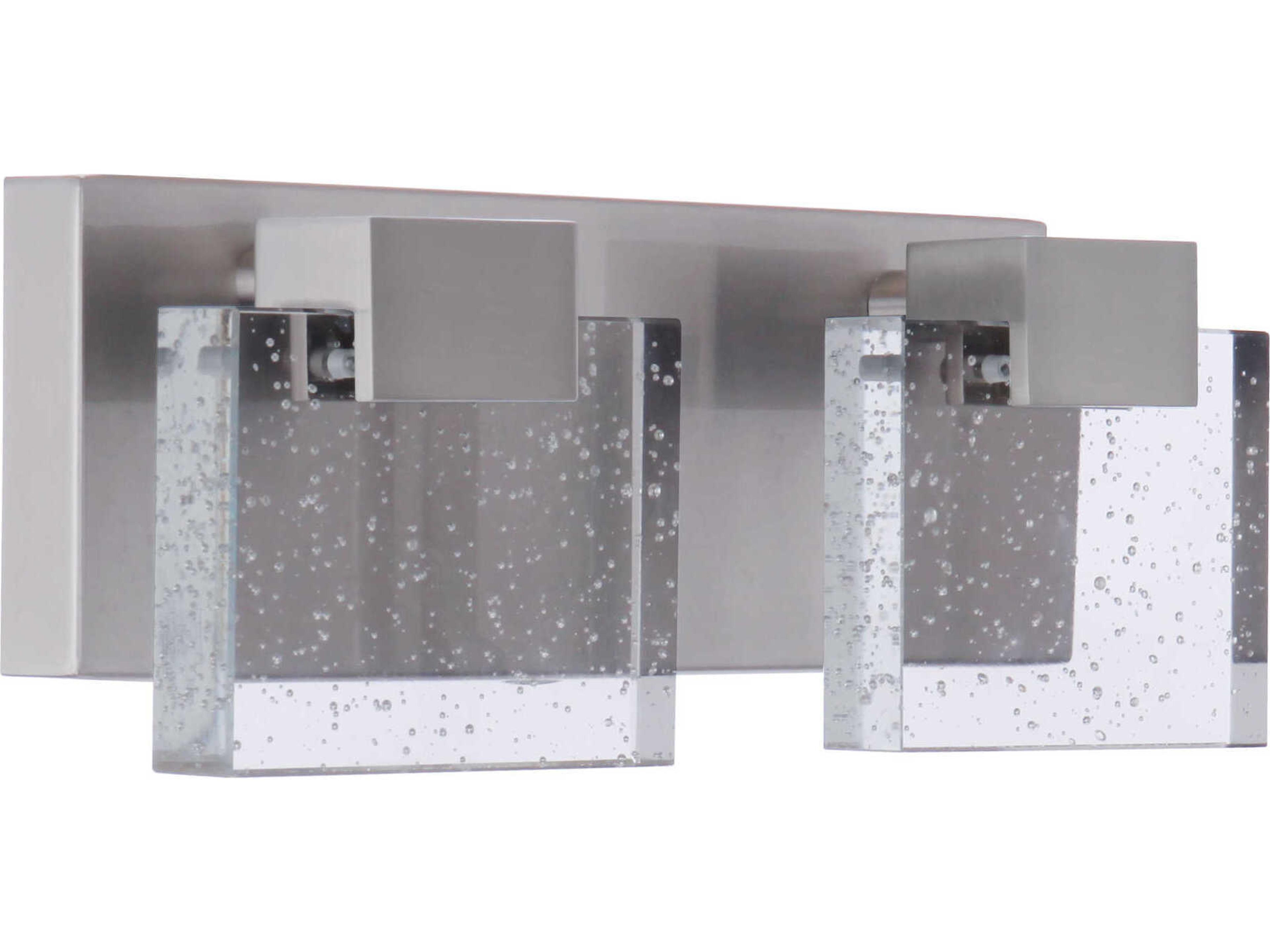 Alamere 2-Light Brushed Polished Nickel Glass LED Vanity Light