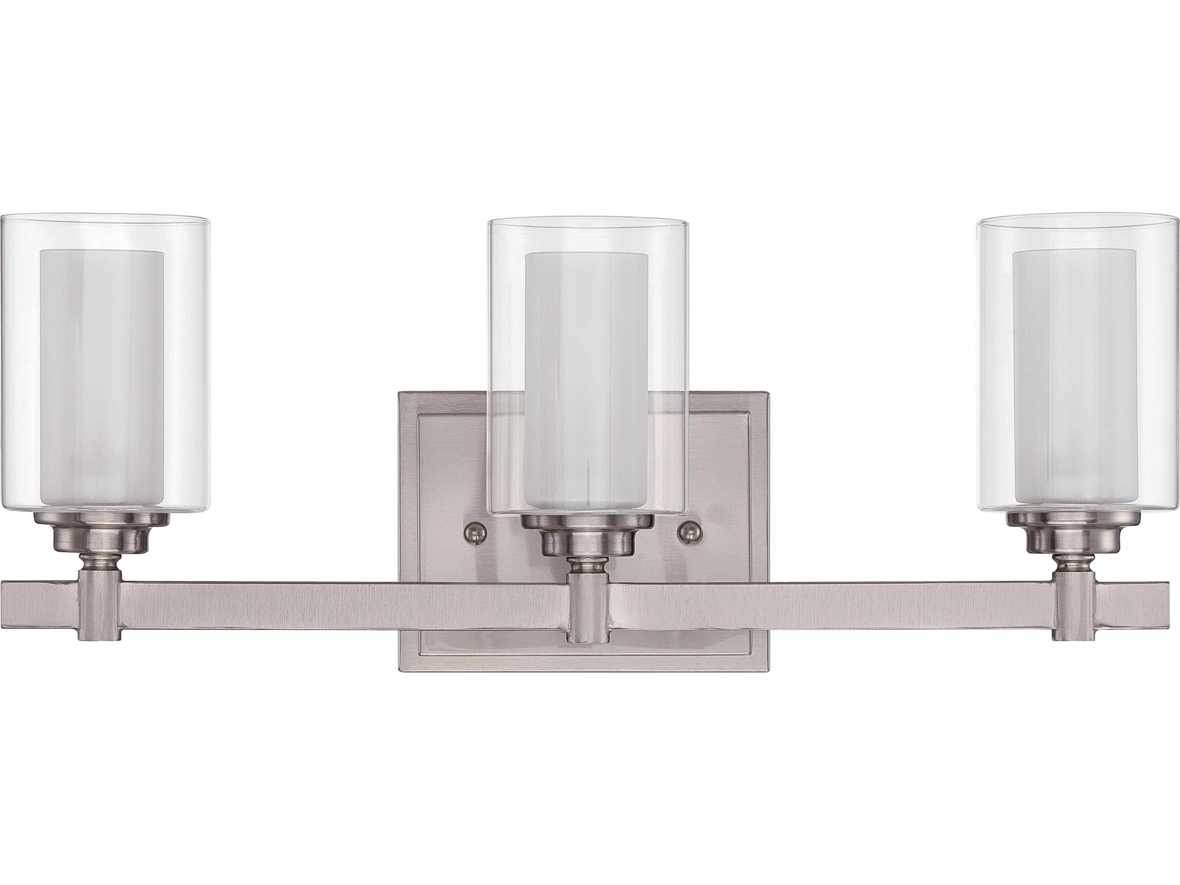 Celeste 3-Light Brushed Polished Nickel Glass Vanity Light